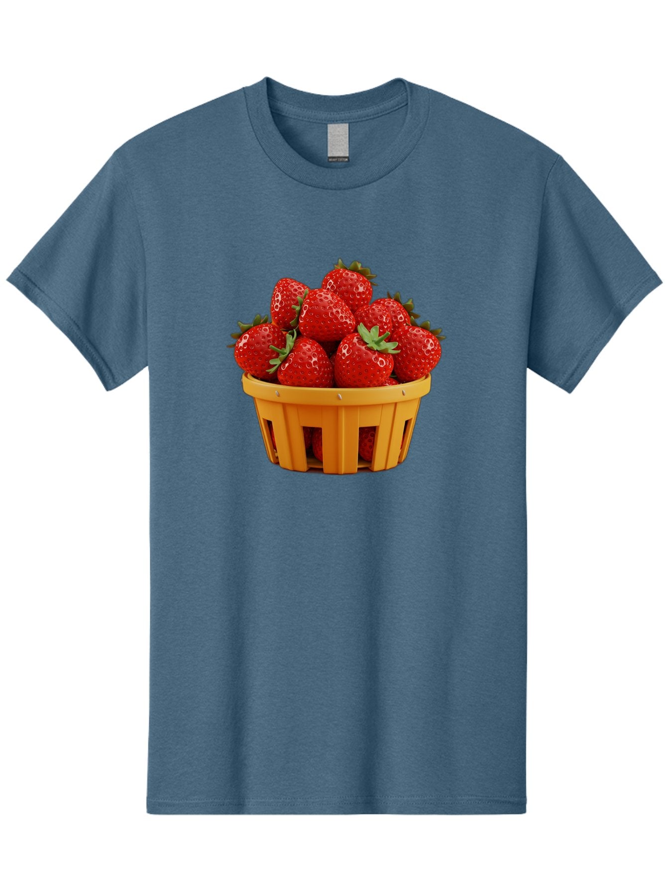 Strawberries-In-A-Yellow-Basket Men'S Graphic Tee, 100% Cotton, Comfortable Casual Summer Wear, Machine Washable, Basket Of Strawberries, Fresh Strawberries, Ripe Strawberries, Summer Fruits, Healthy Snack, Vibrant Red Strawberries, Bac459 13