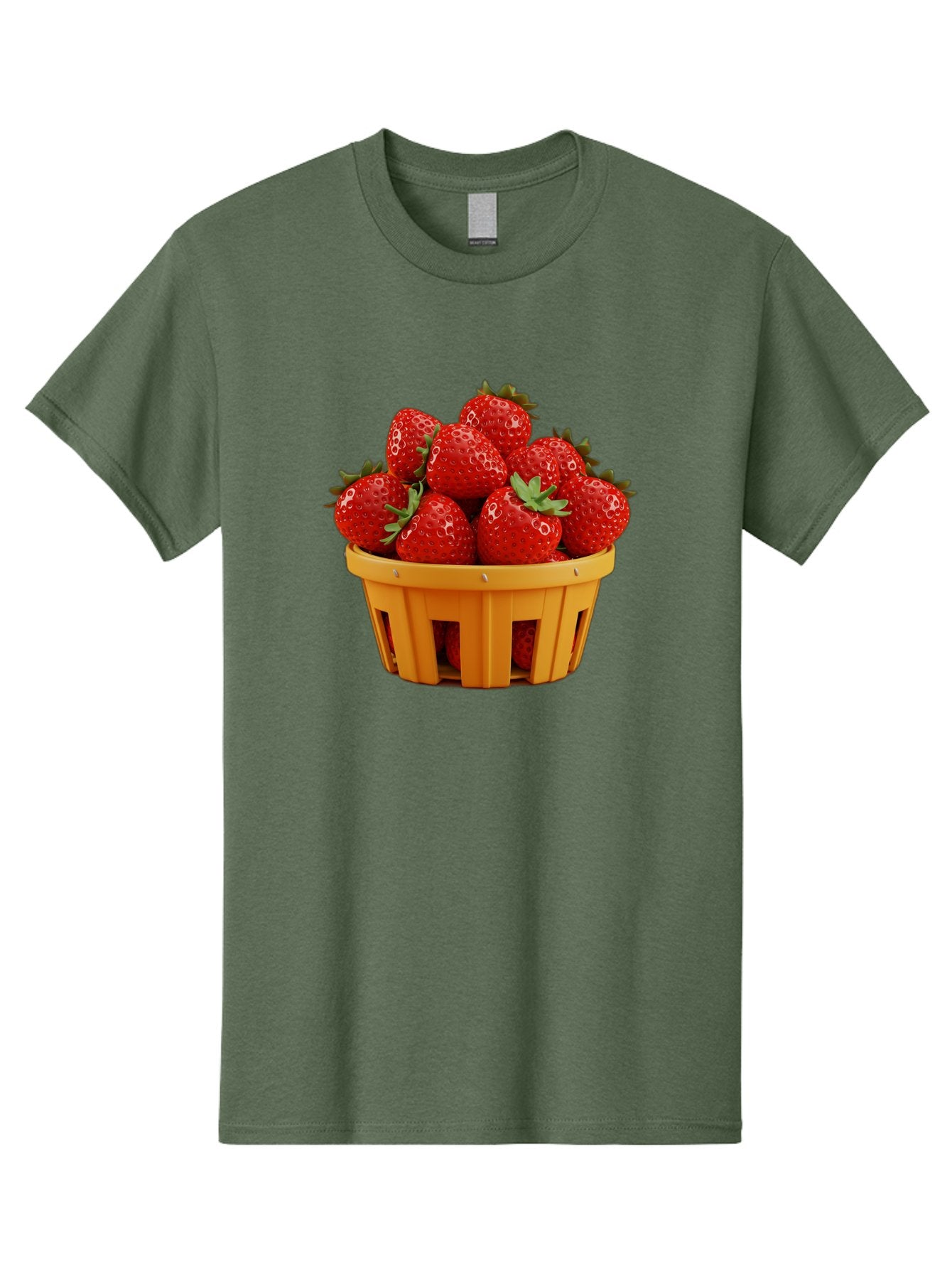 Strawberries-In-A-Yellow-Basket Men'S Graphic Tee, 100% Cotton, Comfortable Casual Summer Wear, Machine Washable, Basket Of Strawberries, Fresh Strawberries, Ripe Strawberries, Summer Fruits, Healthy Snack, Vibrant Red Strawberries, Bac459 5