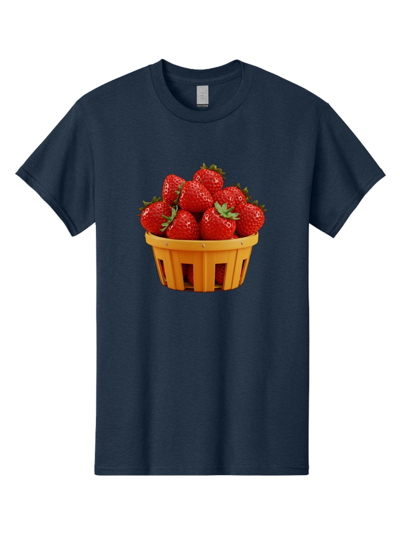 Strawberries-In-A-Yellow-Basket Men'S Graphic Tee, 100% Cotton, Comfortable Casual Summer Wear, Machine Washable, Basket Of Strawberries, Fresh Strawberries, Ripe Strawberries, Summer Fruits, Healthy Snack, Vibrant Red Strawberries, Bac459 4