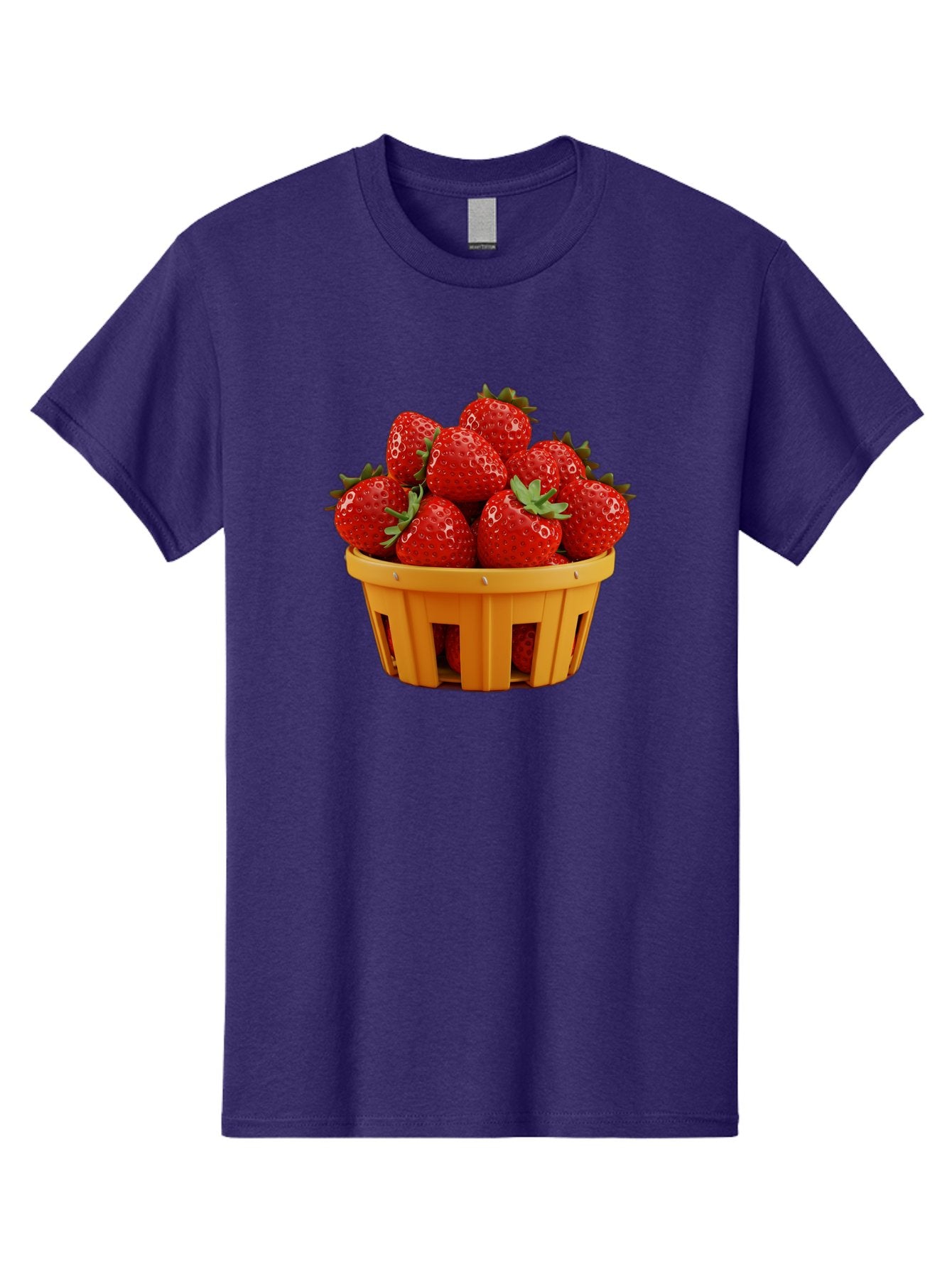 Strawberries-In-A-Yellow-Basket Men'S Graphic Tee, 100% Cotton, Comfortable Casual Summer Wear, Machine Washable, Basket Of Strawberries, Fresh Strawberries, Ripe Strawberries, Summer Fruits, Healthy Snack, Vibrant Red Strawberries, Bac459 15