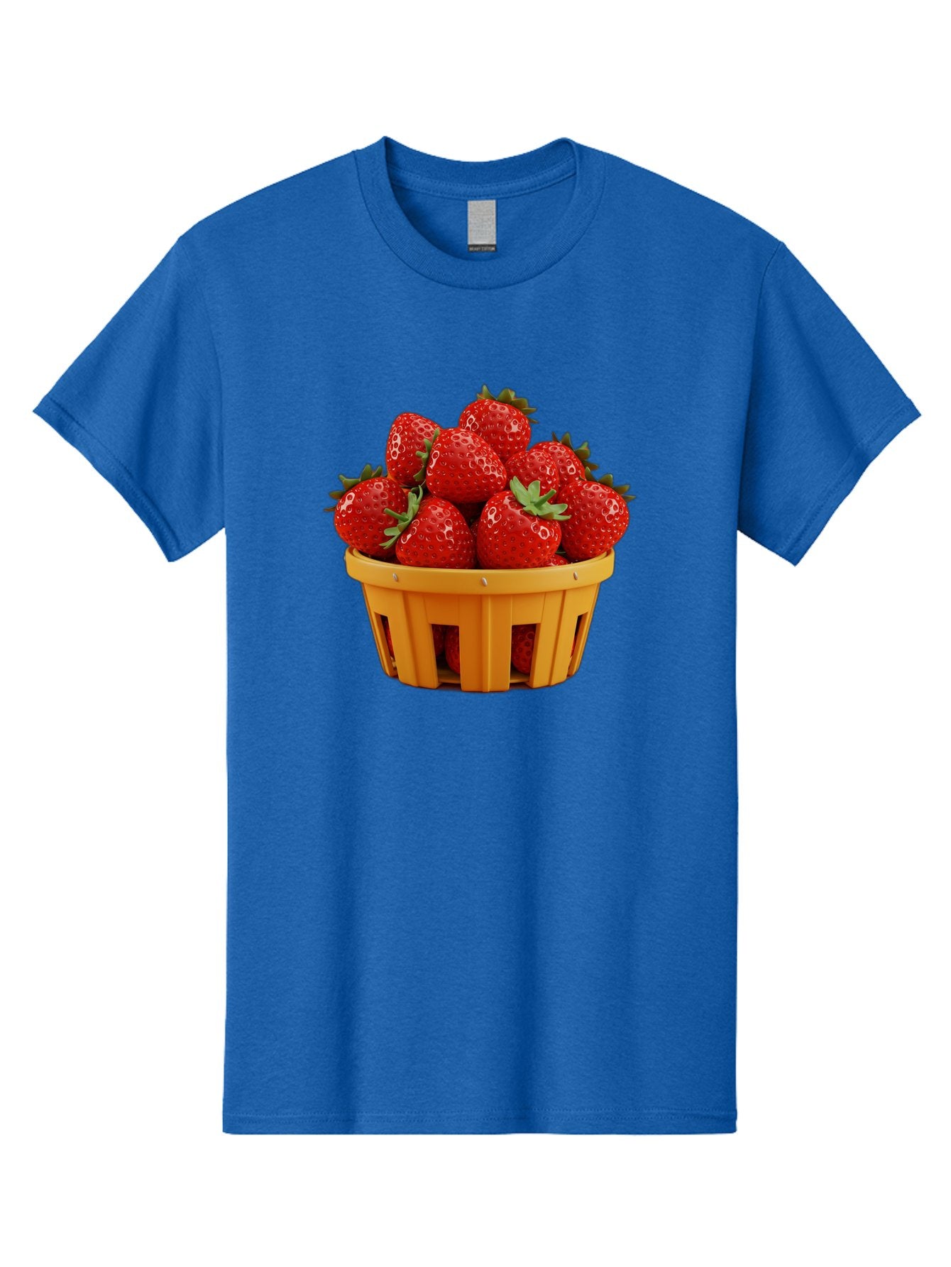 Strawberries-In-A-Yellow-Basket Men'S Graphic Tee, 100% Cotton, Comfortable Casual Summer Wear, Machine Washable, Basket Of Strawberries, Fresh Strawberries, Ripe Strawberries, Summer Fruits, Healthy Snack, Vibrant Red Strawberries, Bac459 9