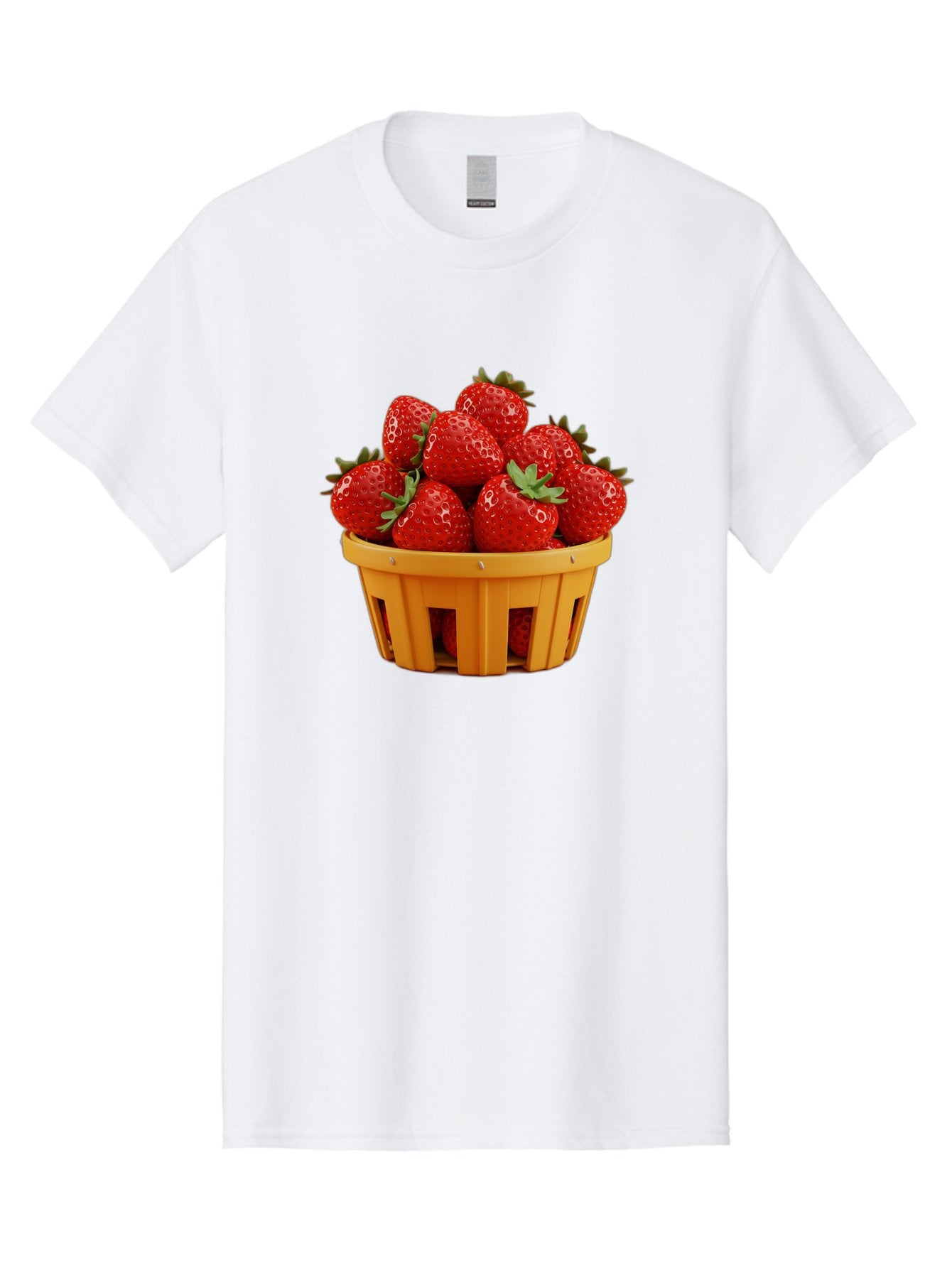 Strawberries-In-A-Yellow-Basket Men'S Graphic Tee, 100% Cotton, Comfortable Casual Summer Wear, Machine Washable, Basket Of Strawberries, Fresh Strawberries, Ripe Strawberries, Summer Fruits, Healthy Snack, Vibrant Red Strawberries, Bac459 12