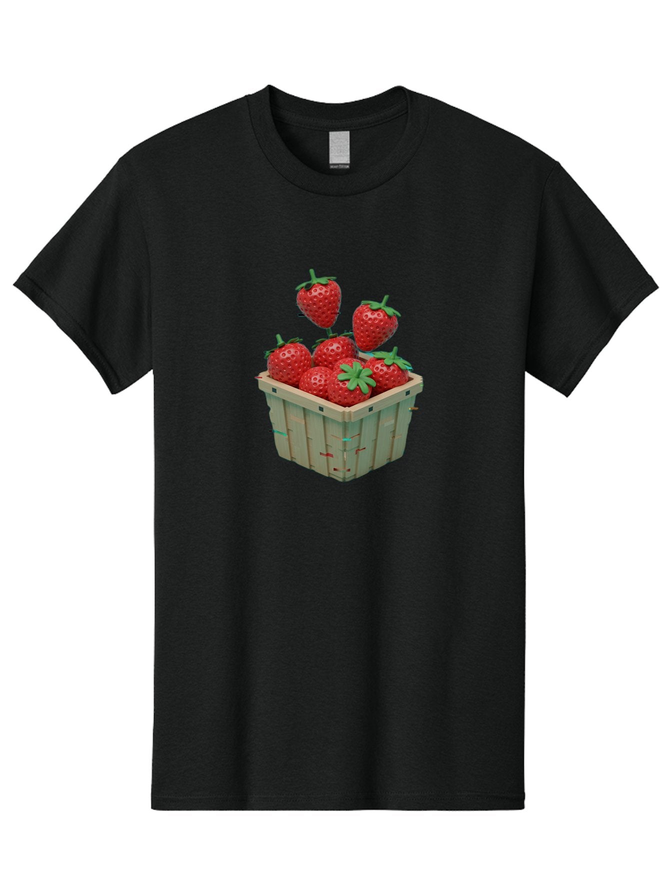 Strawberries-In-Basket Men'S Graphic Tee, 100% Cotton, Comfortable Casual Summer Wear, Machine Washable, Strawberries In Wooden Basket, Fresh Strawberries, Ripe Fruits, Healthy Snack, Basket Full Of Strawberries, Sweet Treats, Summer Fruits Bac460
