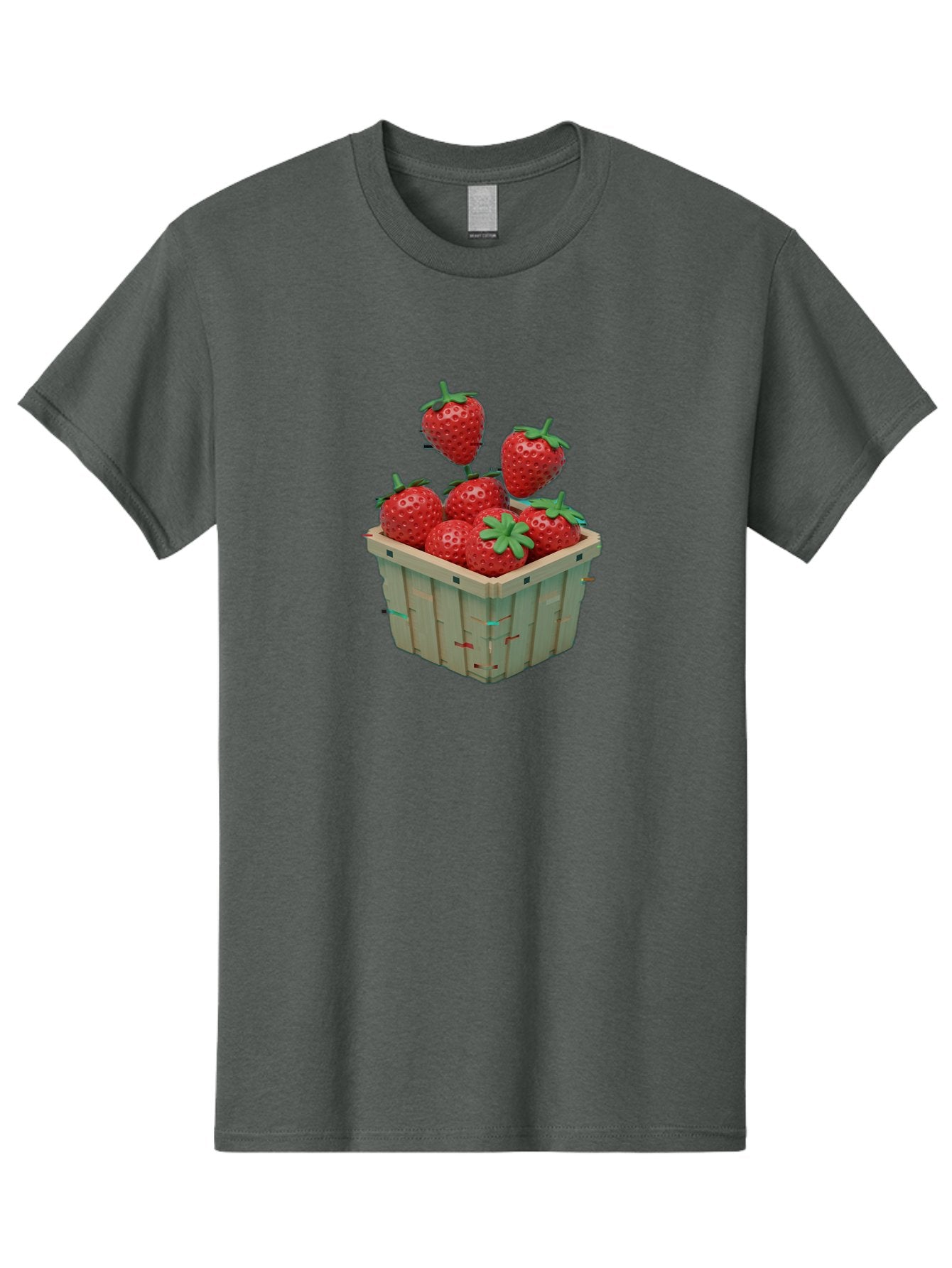 Strawberries-In-Basket Men'S Graphic Tee, 100% Cotton, Comfortable Casual Summer Wear, Machine Washable, Strawberries In Wooden Basket, Fresh Strawberries, Ripe Fruits, Healthy Snack, Basket Full Of Strawberries, Sweet Treats, Summer Fruits Bac460 13