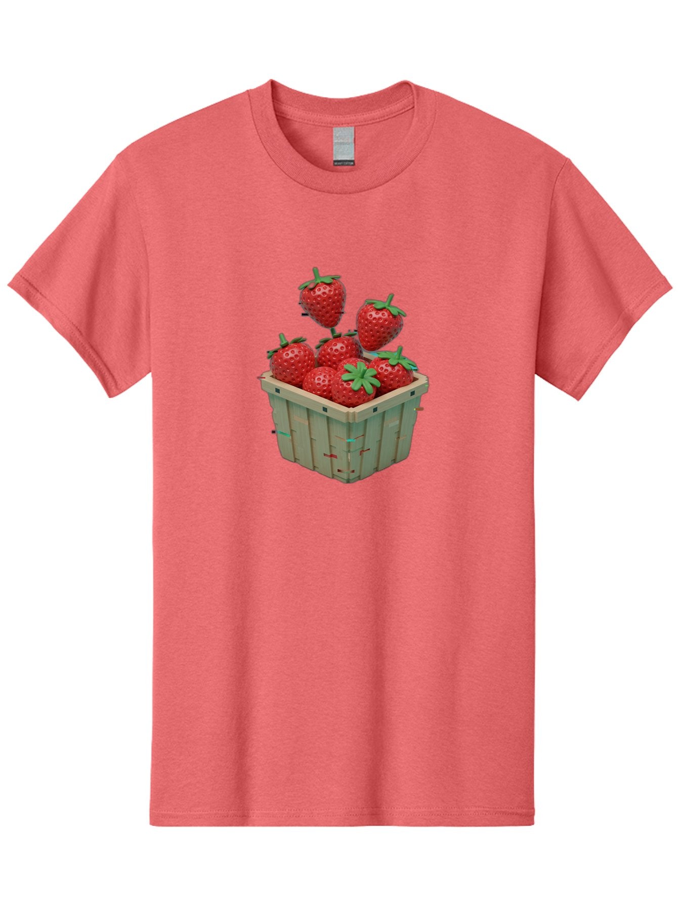 Strawberries-In-Basket Men'S Graphic Tee, 100% Cotton, Comfortable Casual Summer Wear, Machine Washable, Strawberries In Wooden Basket, Fresh Strawberries, Ripe Fruits, Healthy Snack, Basket Full Of Strawberries, Sweet Treats, Summer Fruits Bac460 14