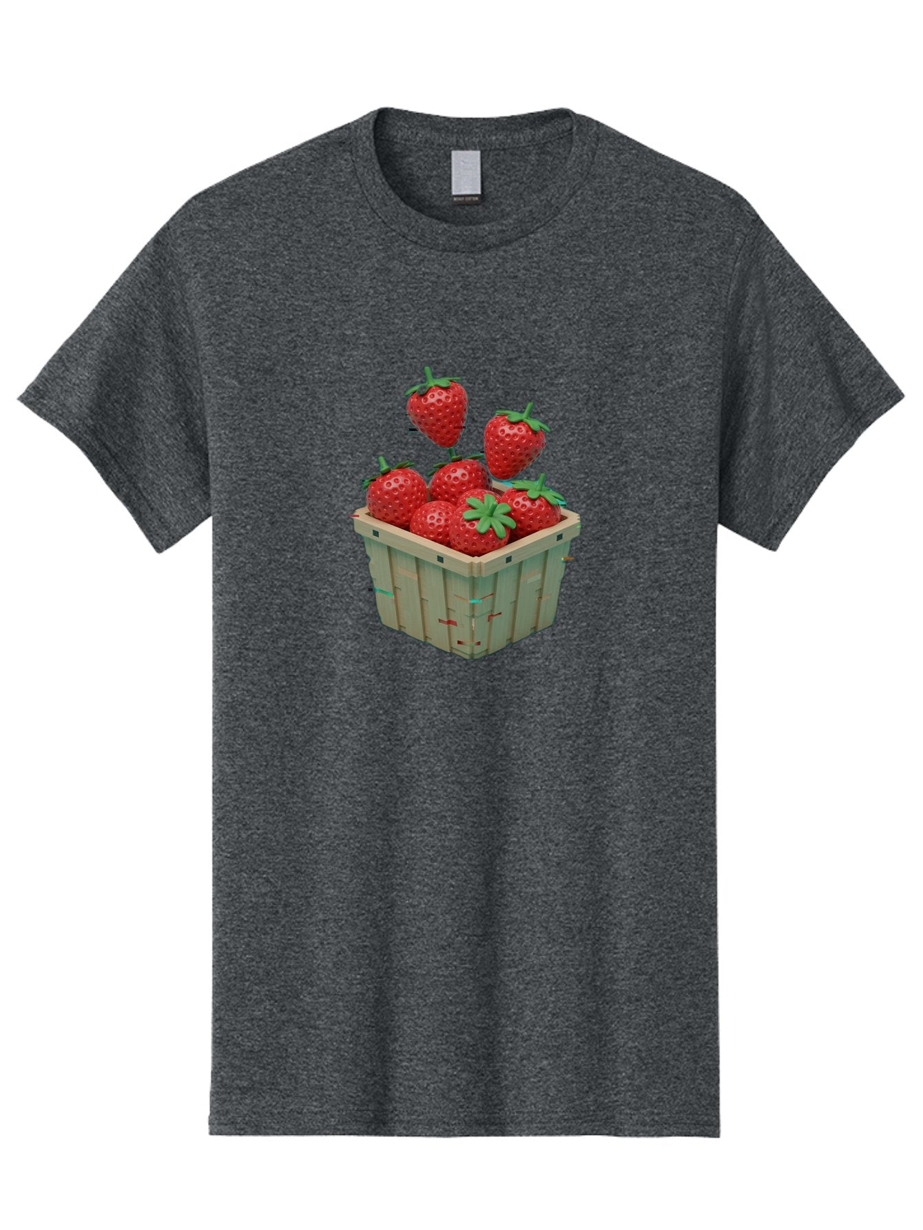 Strawberries-In-Basket Men'S Graphic Tee, 100% Cotton, Comfortable Casual Summer Wear, Machine Washable, Strawberries In Wooden Basket, Fresh Strawberries, Ripe Fruits, Healthy Snack, Basket Full Of Strawberries, Sweet Treats, Summer Fruits Bac460 6