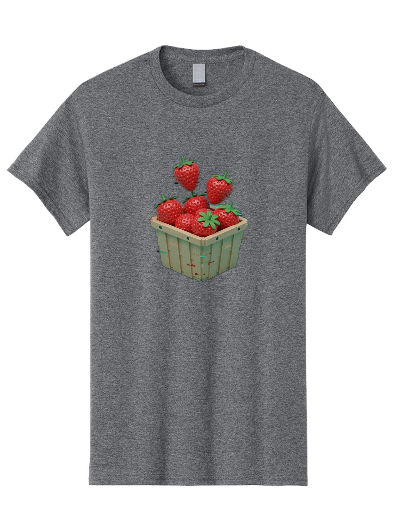 Strawberries-In-Basket Men'S Graphic Tee, 100% Cotton, Comfortable Casual Summer Wear, Machine Washable, Strawberries In Wooden Basket, Fresh Strawberries, Ripe Fruits, Healthy Snack, Basket Full Of Strawberries, Sweet Treats, Summer Fruits Bac460 10