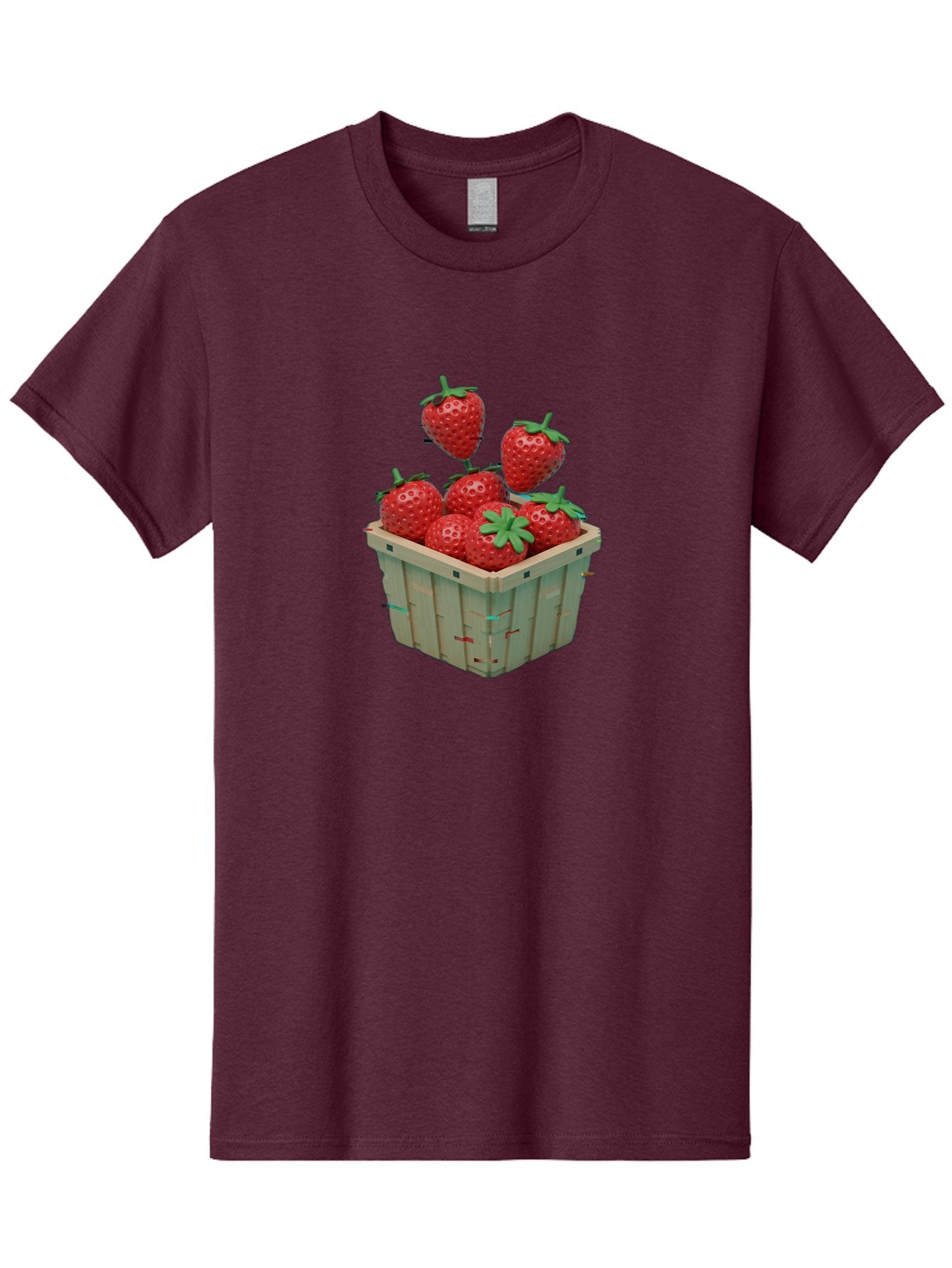 Strawberries-In-Basket Men'S Graphic Tee, 100% Cotton, Comfortable Casual Summer Wear, Machine Washable, Strawberries In Wooden Basket, Fresh Strawberries, Ripe Fruits, Healthy Snack, Basket Full Of Strawberries, Sweet Treats, Summer Fruits Bac460 7