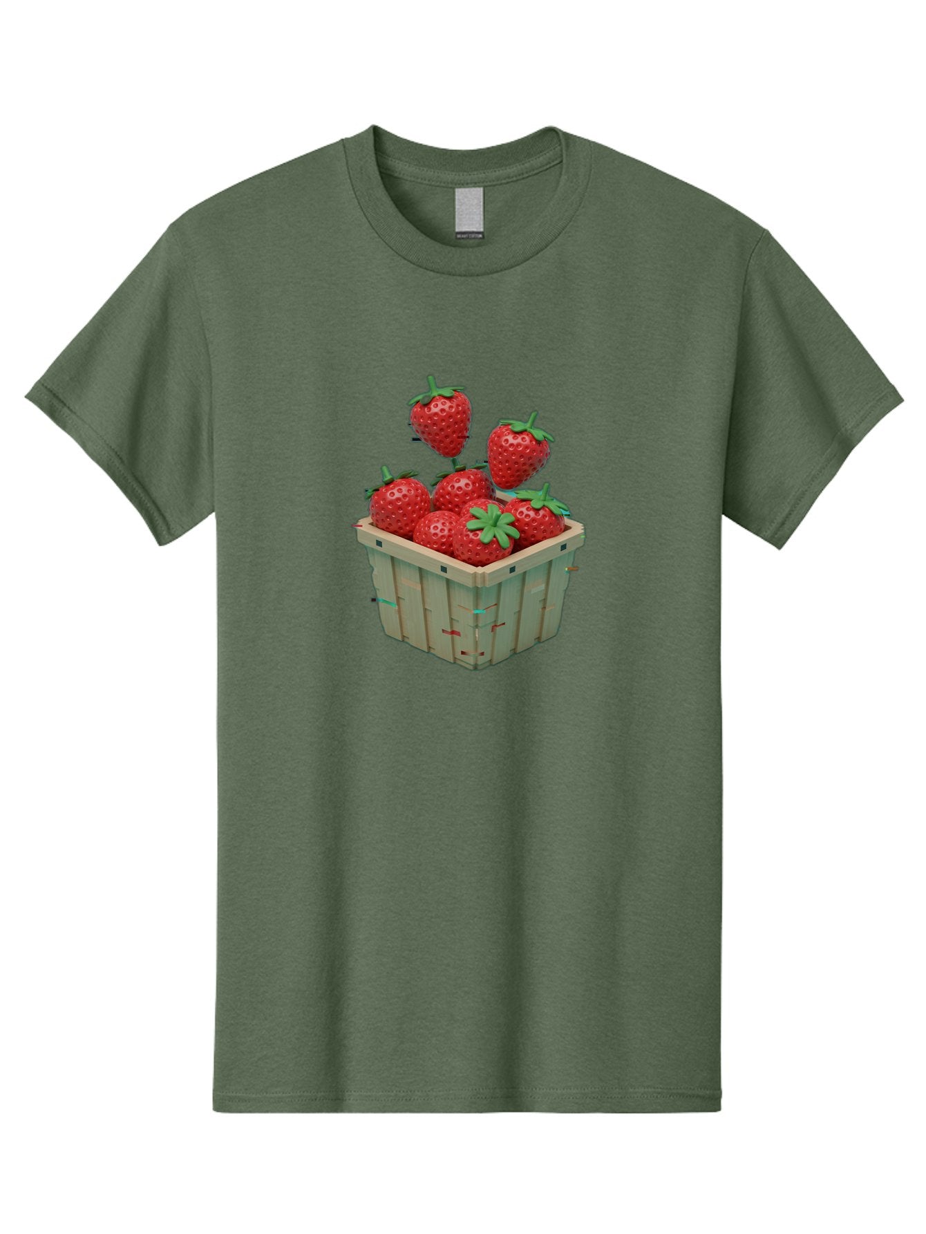 Strawberries-In-Basket Men'S Graphic Tee, 100% Cotton, Comfortable Casual Summer Wear, Machine Washable, Strawberries In Wooden Basket, Fresh Strawberries, Ripe Fruits, Healthy Snack, Basket Full Of Strawberries, Sweet Treats, Summer Fruits Bac460 11
