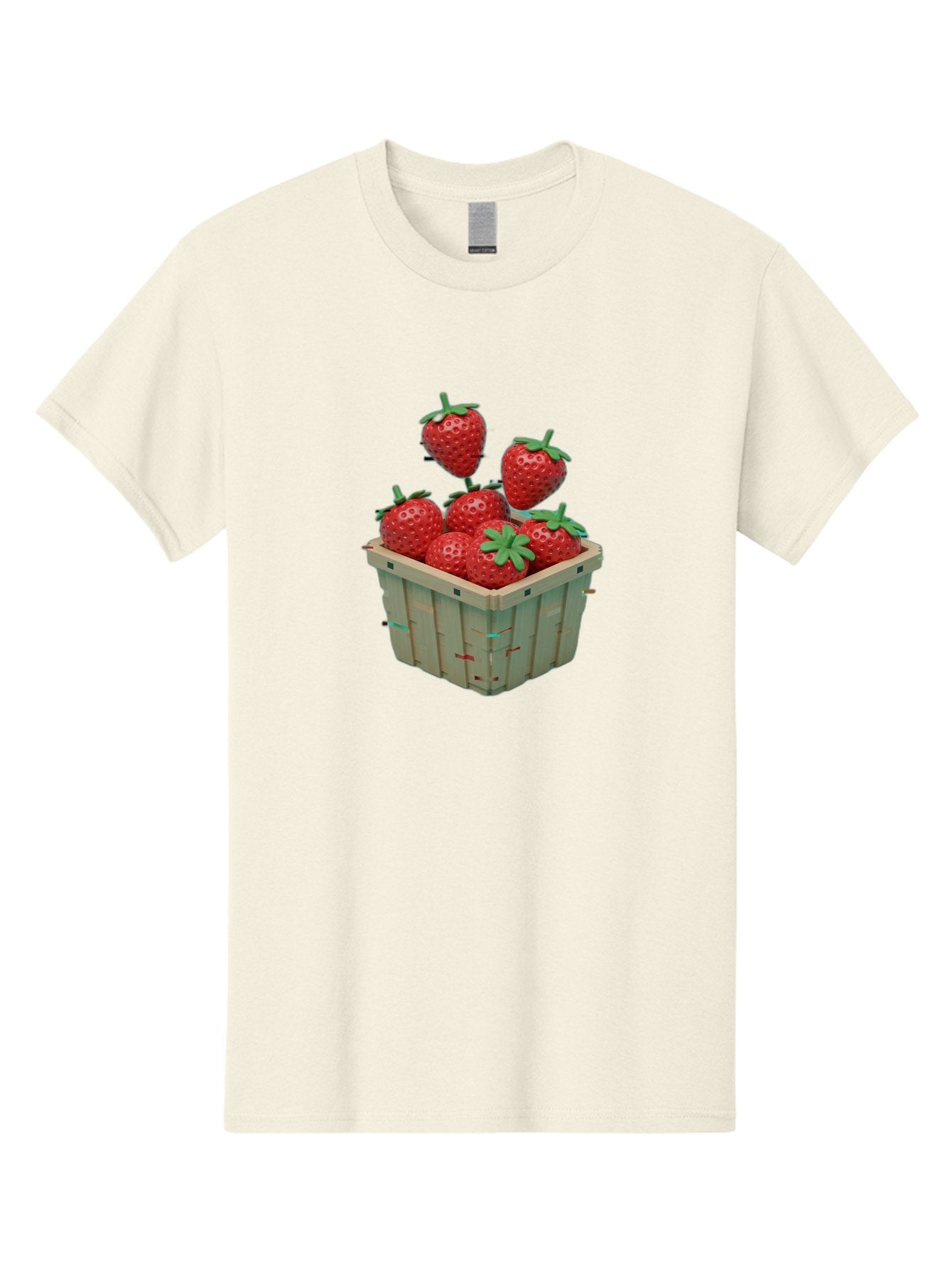 Strawberries-In-Basket Men'S Graphic Tee, 100% Cotton, Comfortable Casual Summer Wear, Machine Washable, Strawberries In Wooden Basket, Fresh Strawberries, Ripe Fruits, Healthy Snack, Basket Full Of Strawberries, Sweet Treats, Summer Fruits Bac460 4
