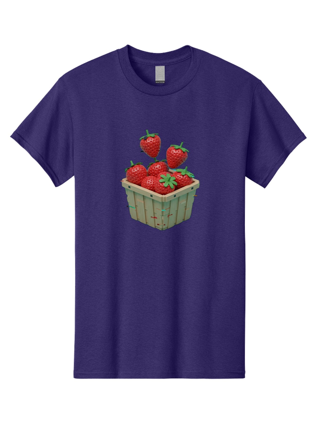 Strawberries-In-Basket Men'S Graphic Tee, 100% Cotton, Comfortable Casual Summer Wear, Machine Washable, Strawberries In Wooden Basket, Fresh Strawberries, Ripe Fruits, Healthy Snack, Basket Full Of Strawberries, Sweet Treats, Summer Fruits Bac460 9
