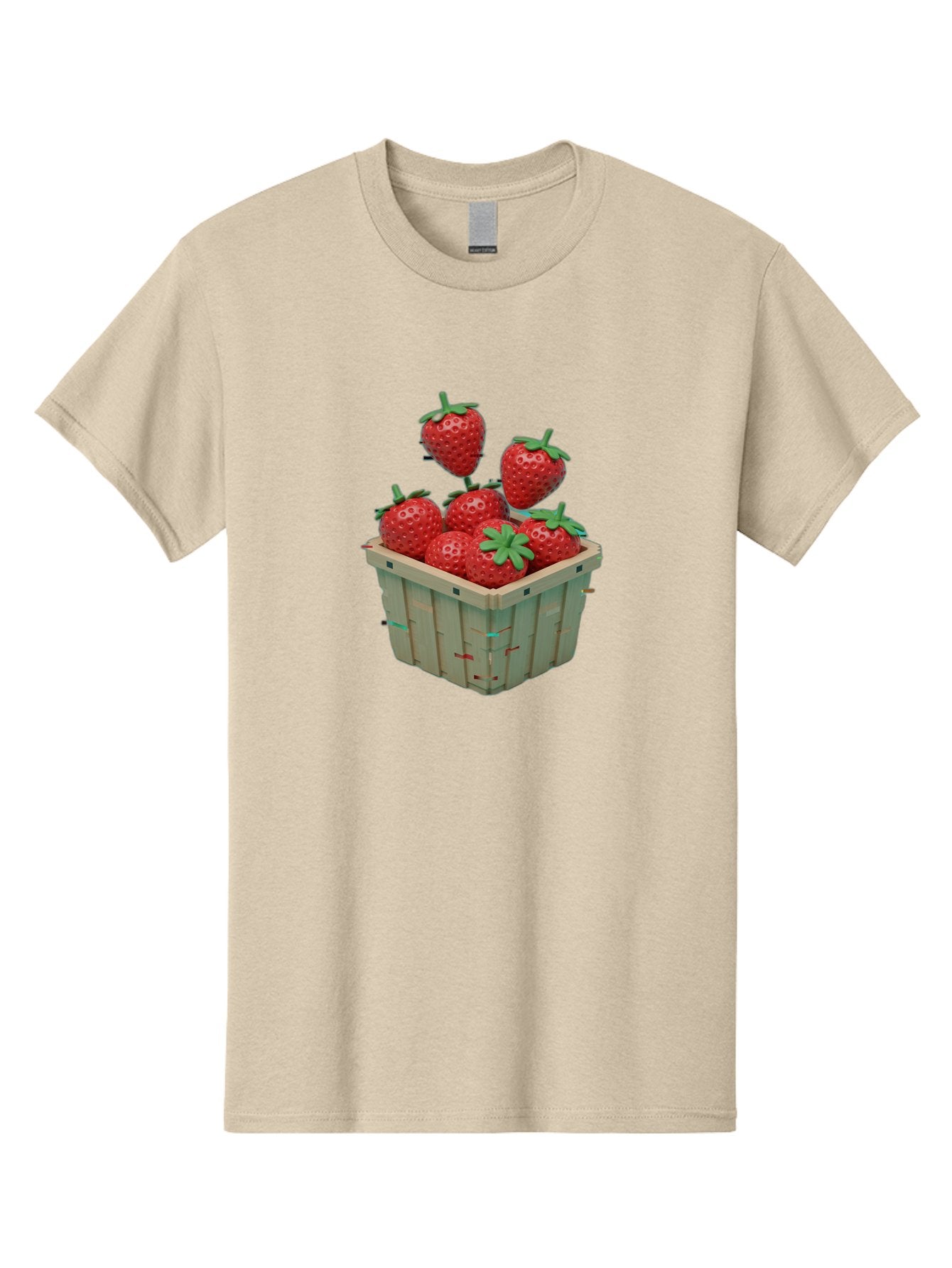 Strawberries-In-Basket Men'S Graphic Tee, 100% Cotton, Comfortable Casual Summer Wear, Machine Washable, Strawberries In Wooden Basket, Fresh Strawberries, Ripe Fruits, Healthy Snack, Basket Full Of Strawberries, Sweet Treats, Summer Fruits Bac460 15