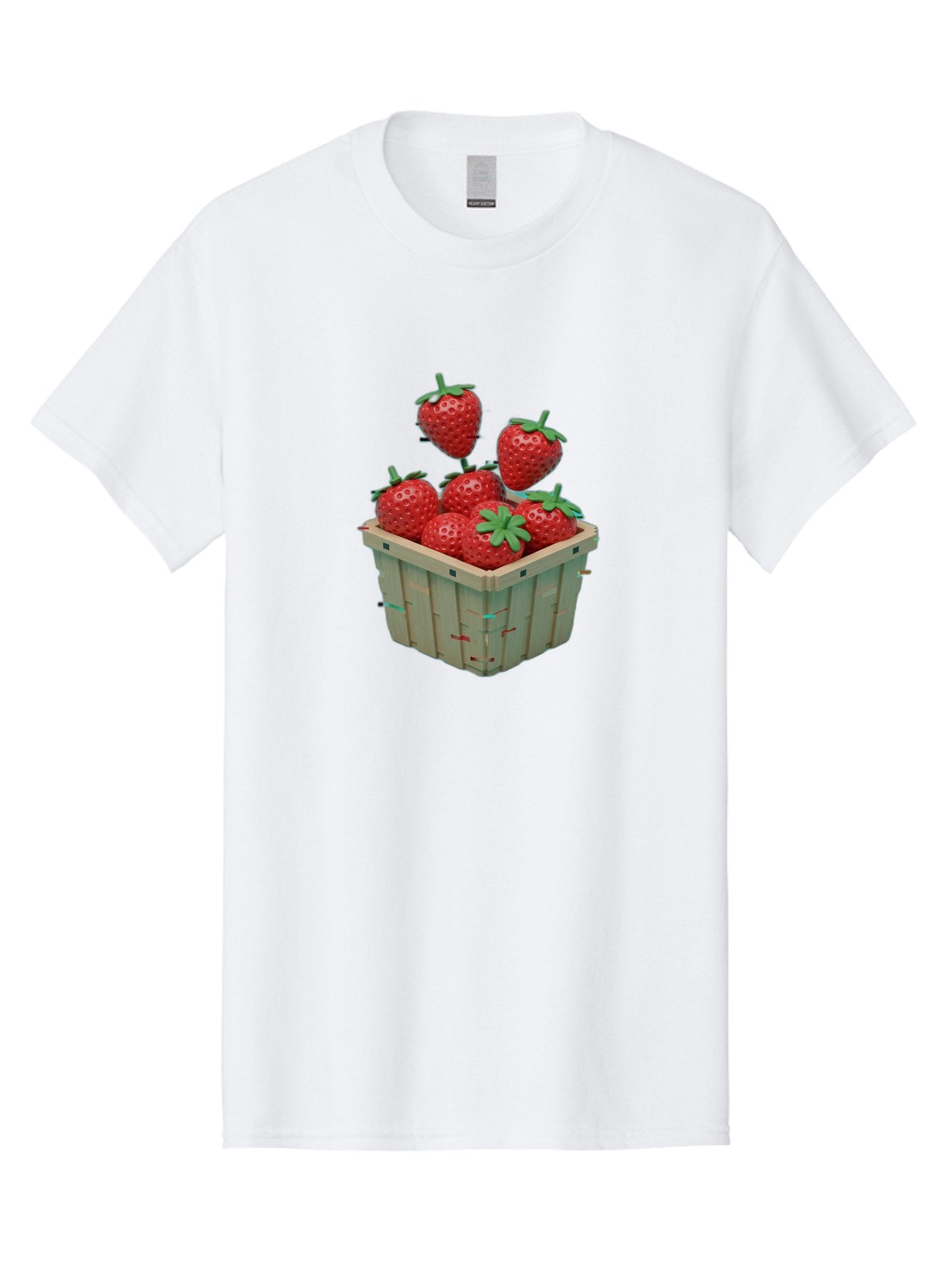 Strawberries-In-Basket Men'S Graphic Tee, 100% Cotton, Comfortable Casual Summer Wear, Machine Washable, Strawberries In Wooden Basket, Fresh Strawberries, Ripe Fruits, Healthy Snack, Basket Full Of Strawberries, Sweet Treats, Summer Fruits Bac460 12