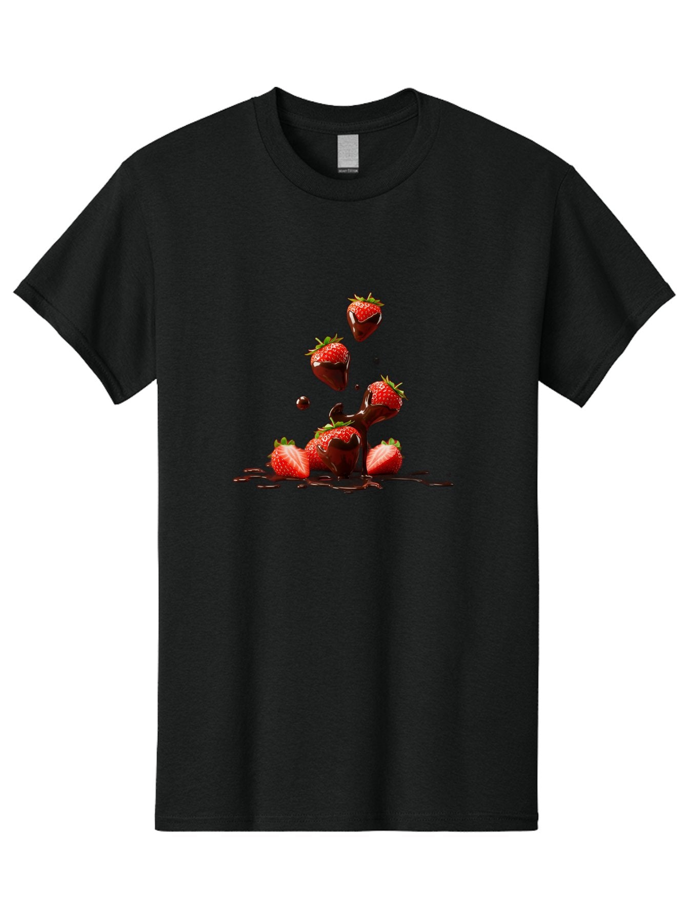 Strawberries-With-Chocolate Men'S Graphic Tee, 100% Cotton, Comfortable Casual Summer Wear, Machine Washable, Strawberries, Chocolate Sauce, Fresh Fruit, Dessert, Sweet Treats, Indulgent Delights, Ripe Strawberries, Chocolatey Goodness, Bac461 5