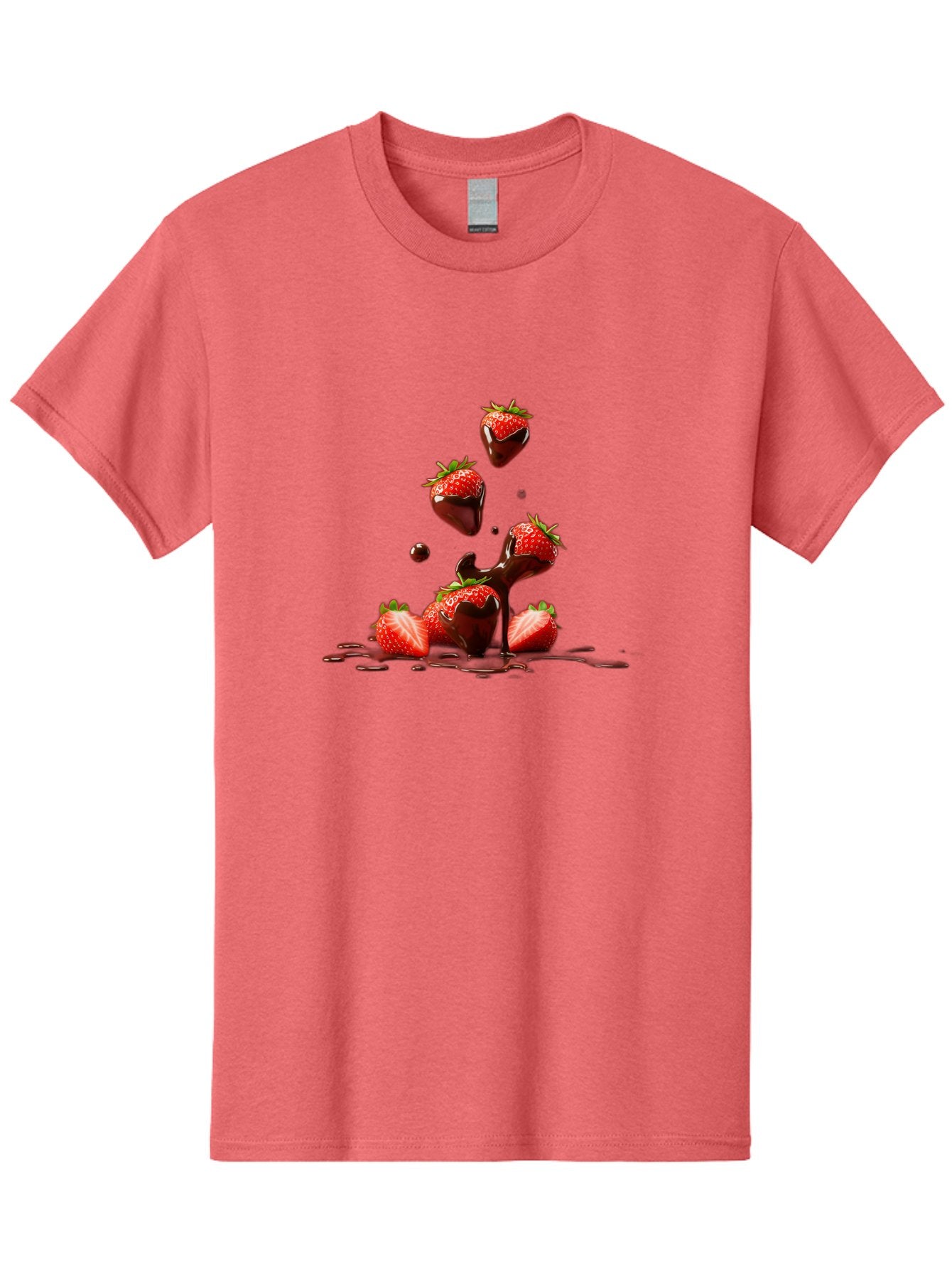 Strawberries-With-Chocolate Men'S Graphic Tee, 100% Cotton, Comfortable Casual Summer Wear, Machine Washable, Strawberries, Chocolate Sauce, Fresh Fruit, Dessert, Sweet Treats, Indulgent Delights, Ripe Strawberries, Chocolatey Goodness, Bac461 13