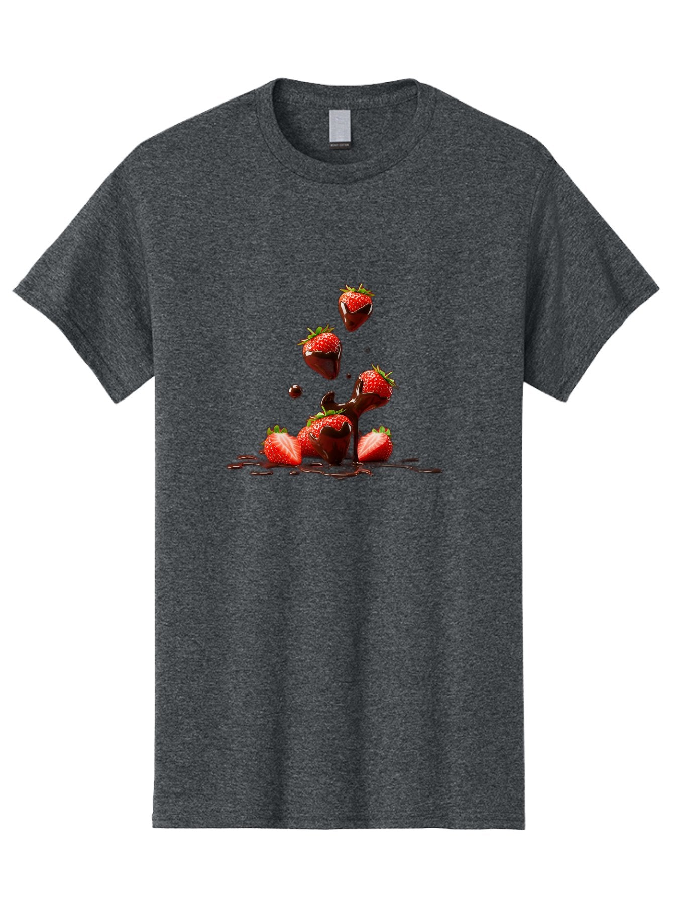 Strawberries-With-Chocolate Men'S Graphic Tee, 100% Cotton, Comfortable Casual Summer Wear, Machine Washable, Strawberries, Chocolate Sauce, Fresh Fruit, Dessert, Sweet Treats, Indulgent Delights, Ripe Strawberries, Chocolatey Goodness, Bac461 4