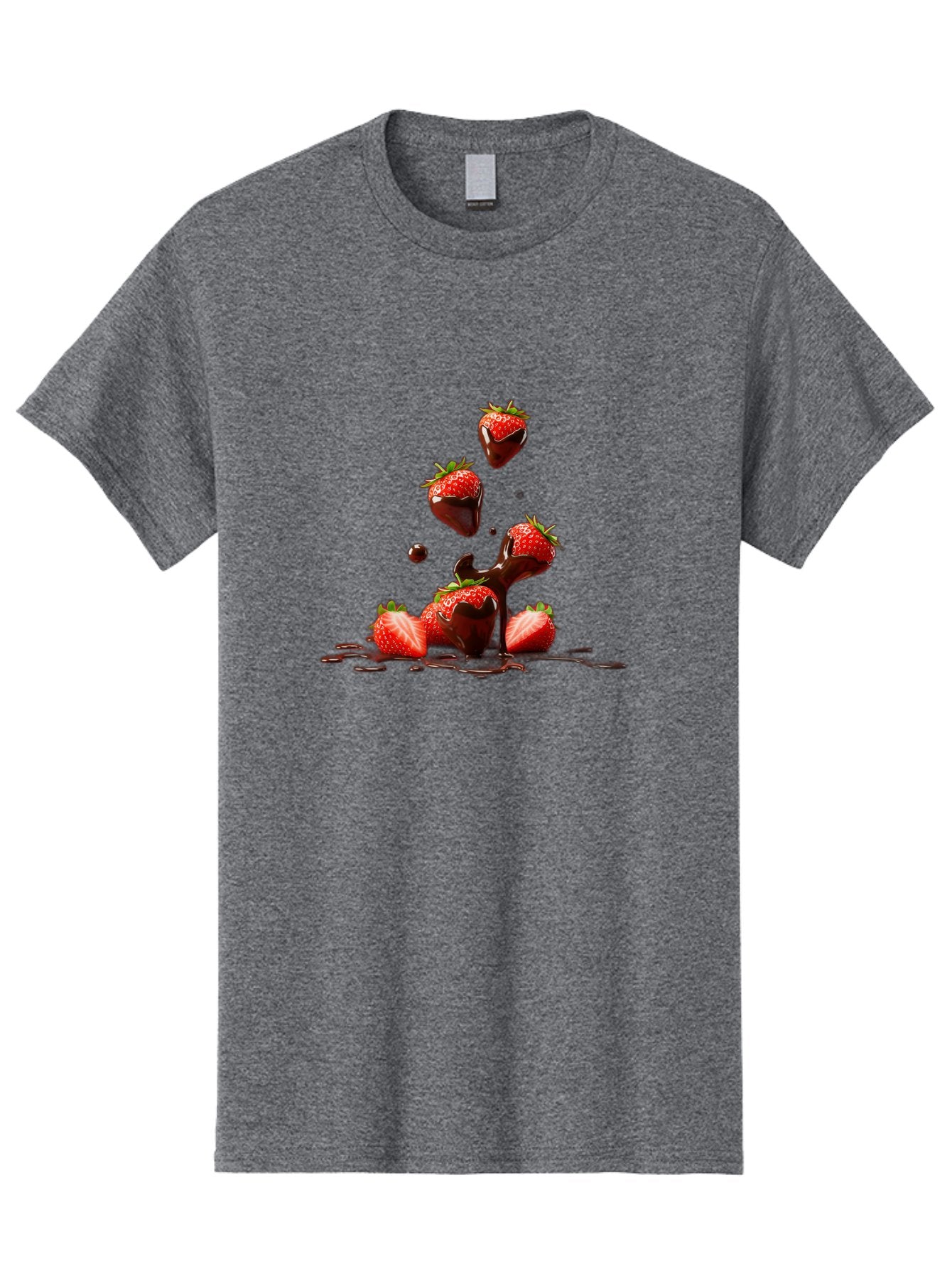 Strawberries-With-Chocolate Men'S Graphic Tee, 100% Cotton, Comfortable Casual Summer Wear, Machine Washable, Strawberries, Chocolate Sauce, Fresh Fruit, Dessert, Sweet Treats, Indulgent Delights, Ripe Strawberries, Chocolatey Goodness, Bac461 9