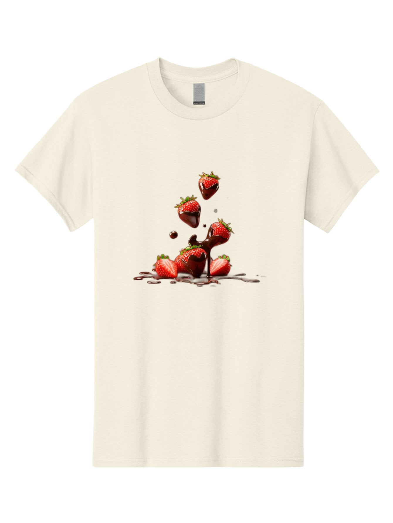 Strawberries-With-Chocolate Men'S Graphic Tee, 100% Cotton, Comfortable Casual Summer Wear, Machine Washable, Strawberries, Chocolate Sauce, Fresh Fruit, Dessert, Sweet Treats, Indulgent Delights, Ripe Strawberries, Chocolatey Goodness, Bac461 6