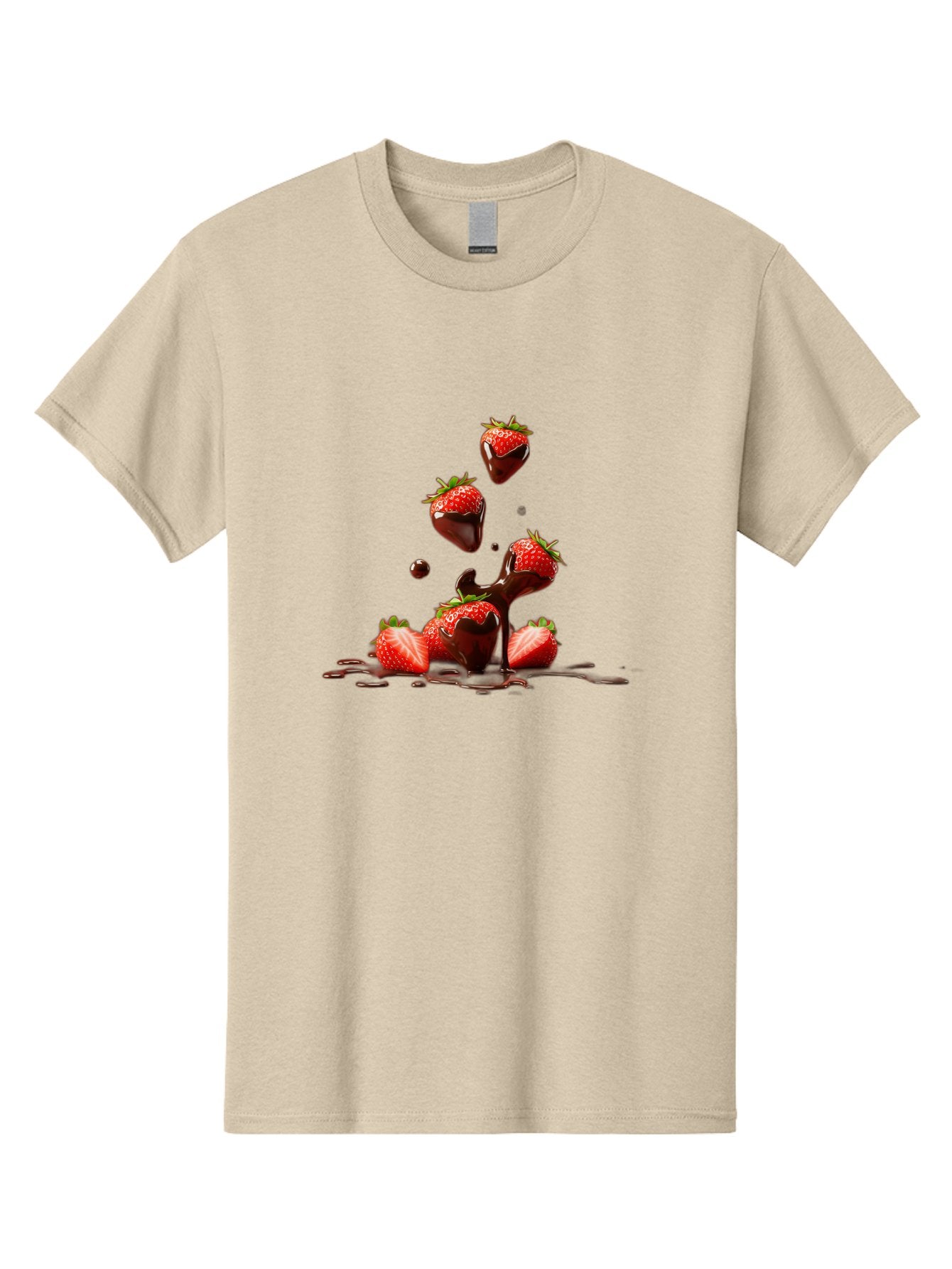 Strawberries-With-Chocolate Men'S Graphic Tee, 100% Cotton, Comfortable Casual Summer Wear, Machine Washable, Strawberries, Chocolate Sauce, Fresh Fruit, Dessert, Sweet Treats, Indulgent Delights, Ripe Strawberries, Chocolatey Goodness, Bac461 7