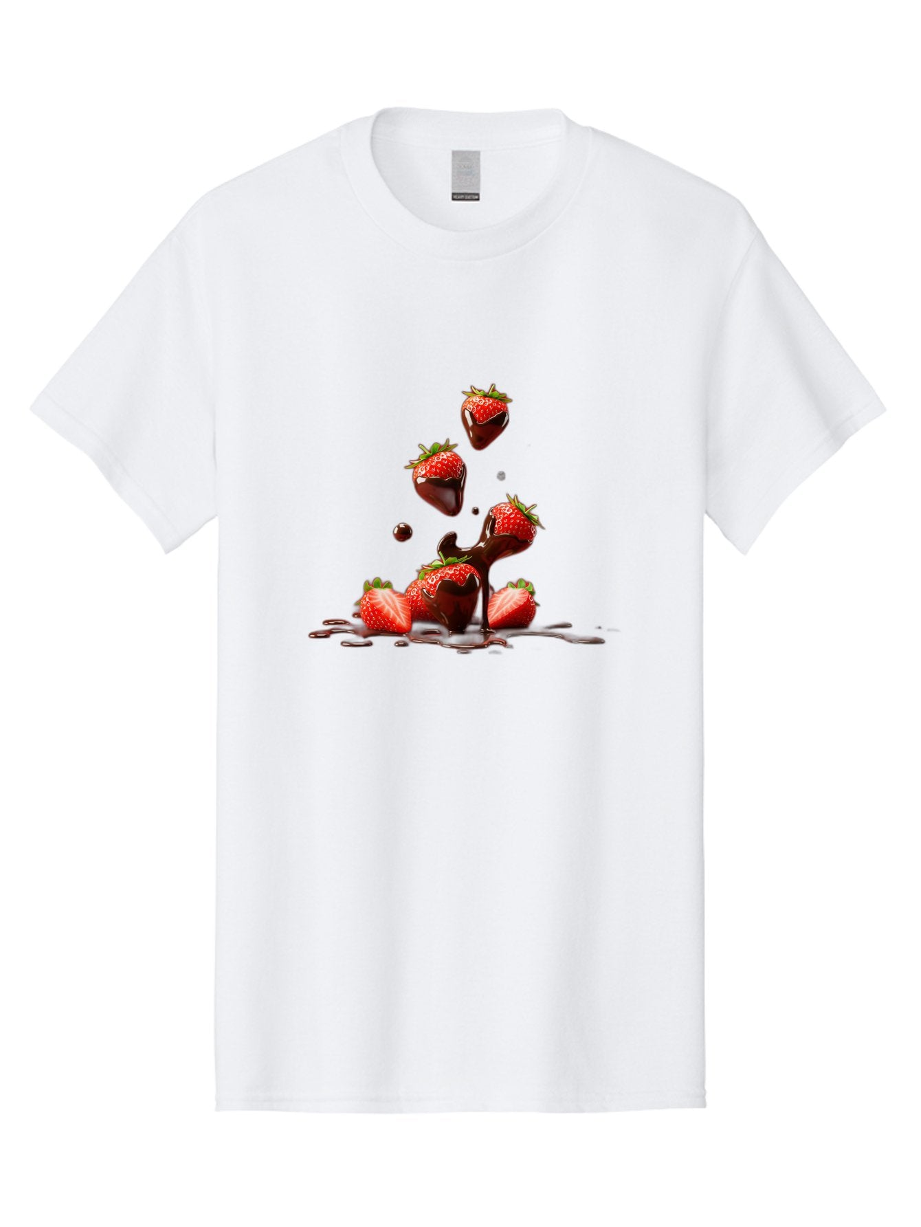 Strawberries-With-Chocolate Men'S Graphic Tee, 100% Cotton, Comfortable Casual Summer Wear, Machine Washable, Strawberries, Chocolate Sauce, Fresh Fruit, Dessert, Sweet Treats, Indulgent Delights, Ripe Strawberries, Chocolatey Goodness, Bac461