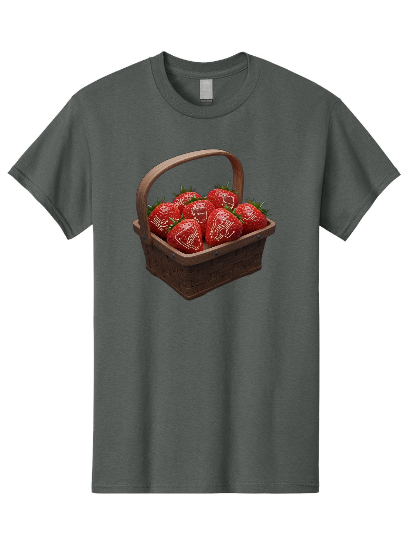 Strawberries-With-Robot-Faces Men'S Graphic Tee, 100% Cotton, Comfortable Casual Summer Wear, Machine Washable, Strawberries With Diagrams, Technical Drawings On Fruit, Wooden Basket, Fresh Strawberries, Technical Illustrations, Bac462 10