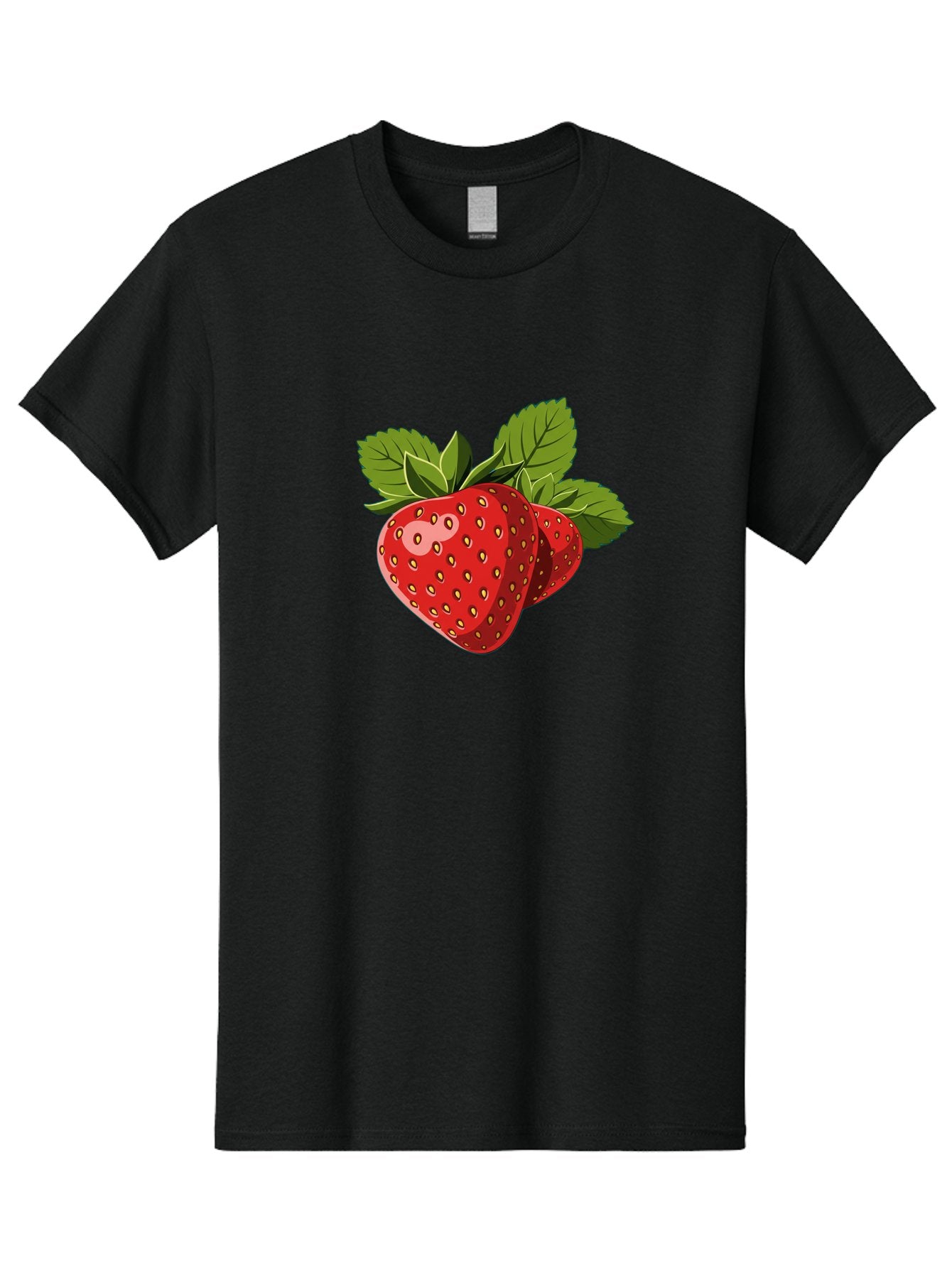Strawberries Men'S Graphic Tee, 100% Cotton, Comfortable Casual Summer Wear, Machine Washable, Strawberries With Leaves, Fresh Fruit, Red Strawberries, Strawberry Illustration, Sweet Treats, Healthy Snacks, Green Leaves, Ripe Strawberries, Bac463 7
