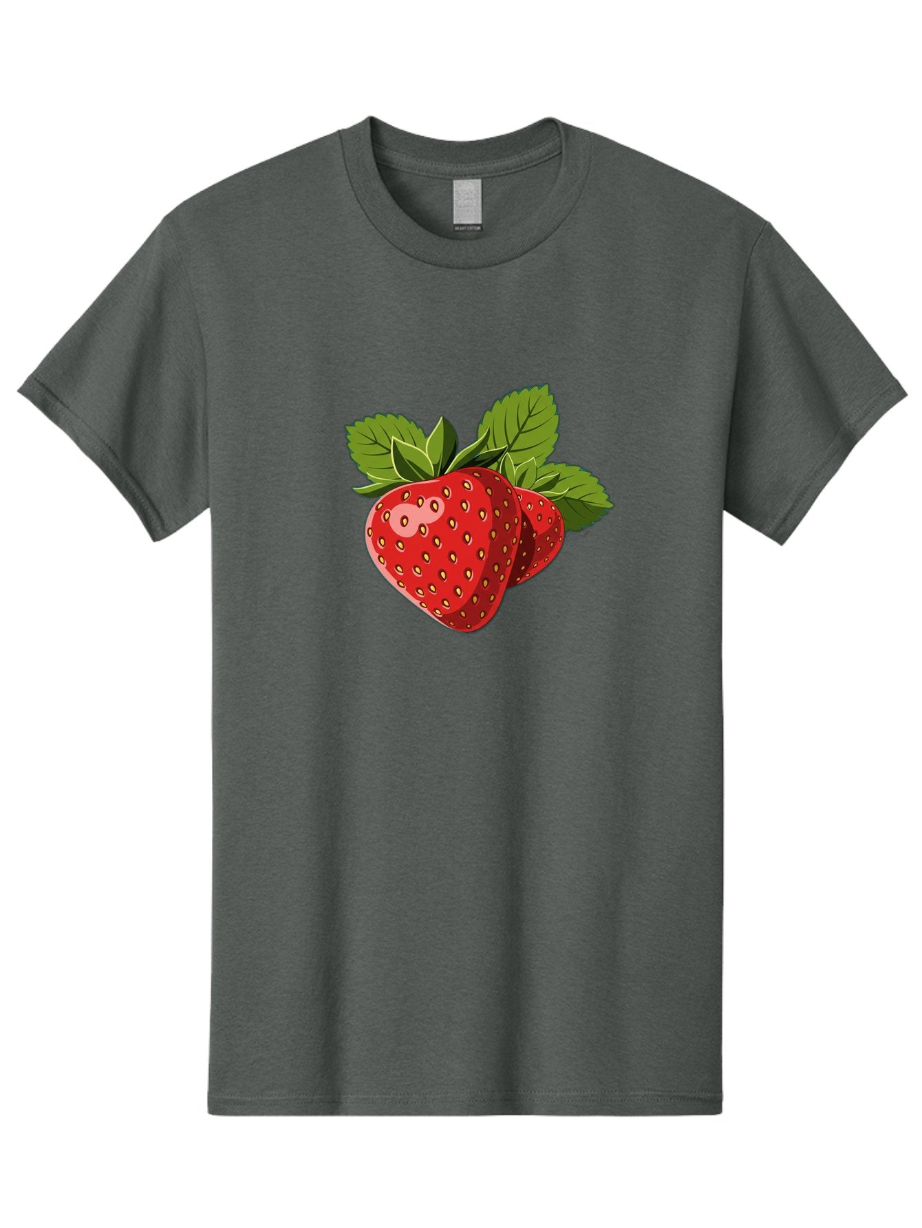 Strawberries Men'S Graphic Tee, 100% Cotton, Comfortable Casual Summer Wear, Machine Washable, Strawberries With Leaves, Fresh Fruit, Red Strawberries, Strawberry Illustration, Sweet Treats, Healthy Snacks, Green Leaves, Ripe Strawberries, Bac463 9