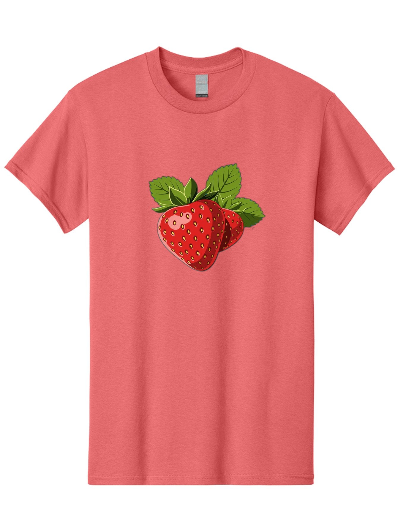 Strawberries Men'S Graphic Tee, 100% Cotton, Comfortable Casual Summer Wear, Machine Washable, Strawberries With Leaves, Fresh Fruit, Red Strawberries, Strawberry Illustration, Sweet Treats, Healthy Snacks, Green Leaves, Ripe Strawberries, Bac463 13
