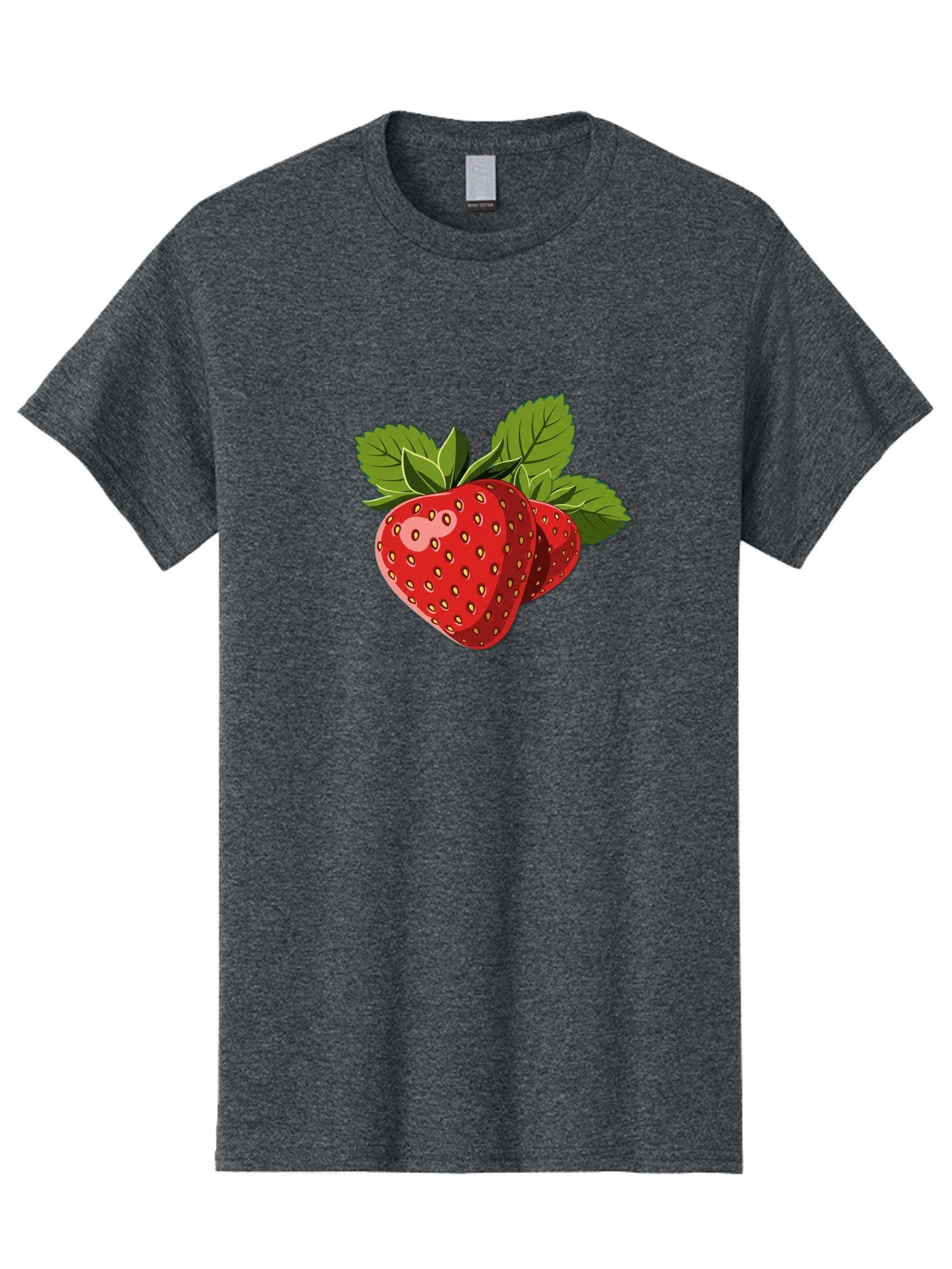 Strawberries Men'S Graphic Tee, 100% Cotton, Comfortable Casual Summer Wear, Machine Washable, Strawberries With Leaves, Fresh Fruit, Red Strawberries, Strawberry Illustration, Sweet Treats, Healthy Snacks, Green Leaves, Ripe Strawberries, Bac463 11