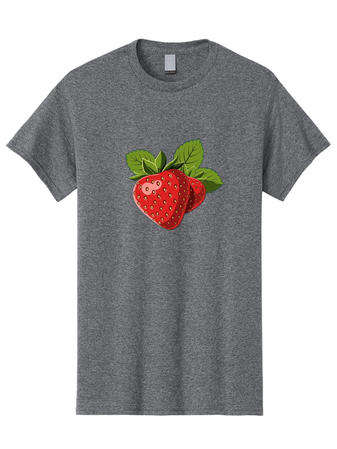 Strawberries Men'S Graphic Tee, 100% Cotton, Comfortable Casual Summer Wear, Machine Washable, Strawberries With Leaves, Fresh Fruit, Red Strawberries, Strawberry Illustration, Sweet Treats, Healthy Snacks, Green Leaves, Ripe Strawberries, Bac463 12