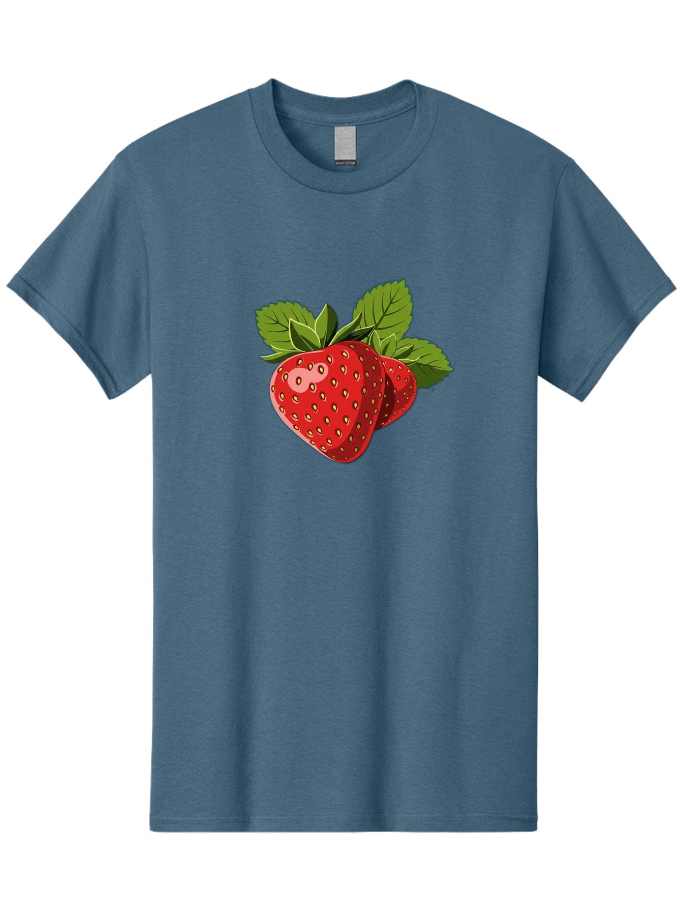 Strawberries Men'S Graphic Tee, 100% Cotton, Comfortable Casual Summer Wear, Machine Washable, Strawberries With Leaves, Fresh Fruit, Red Strawberries, Strawberry Illustration, Sweet Treats, Healthy Snacks, Green Leaves, Ripe Strawberries, Bac463 6