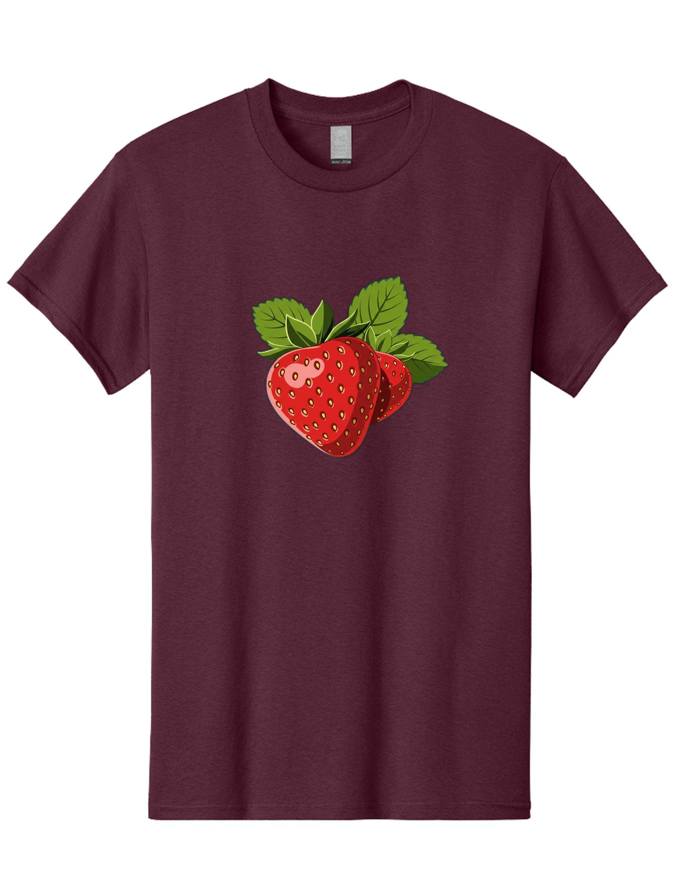 Strawberries Men'S Graphic Tee, 100% Cotton, Comfortable Casual Summer Wear, Machine Washable, Strawberries With Leaves, Fresh Fruit, Red Strawberries, Strawberry Illustration, Sweet Treats, Healthy Snacks, Green Leaves, Ripe Strawberries, Bac463 15