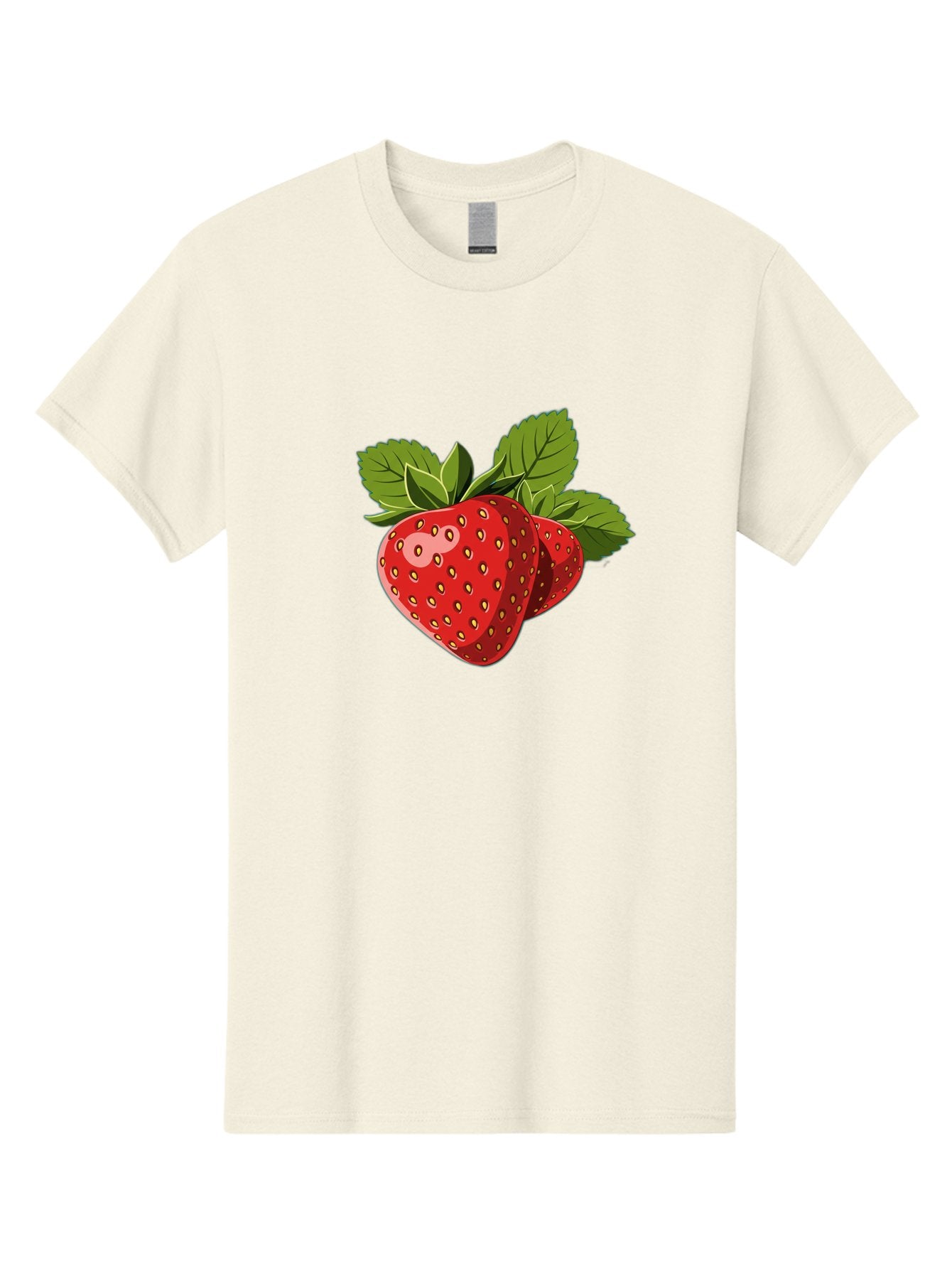Strawberries Men'S Graphic Tee, 100% Cotton, Comfortable Casual Summer Wear, Machine Washable, Strawberries With Leaves, Fresh Fruit, Red Strawberries, Strawberry Illustration, Sweet Treats, Healthy Snacks, Green Leaves, Ripe Strawberries, Bac463 8