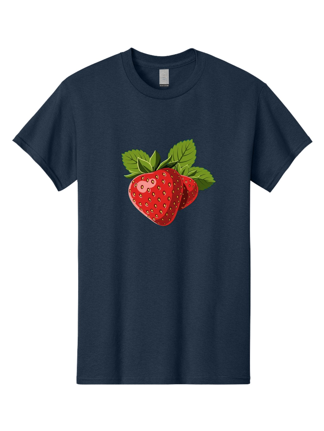 Strawberries Men'S Graphic Tee, 100% Cotton, Comfortable Casual Summer Wear, Machine Washable, Strawberries With Leaves, Fresh Fruit, Red Strawberries, Strawberry Illustration, Sweet Treats, Healthy Snacks, Green Leaves, Ripe Strawberries, Bac463 4