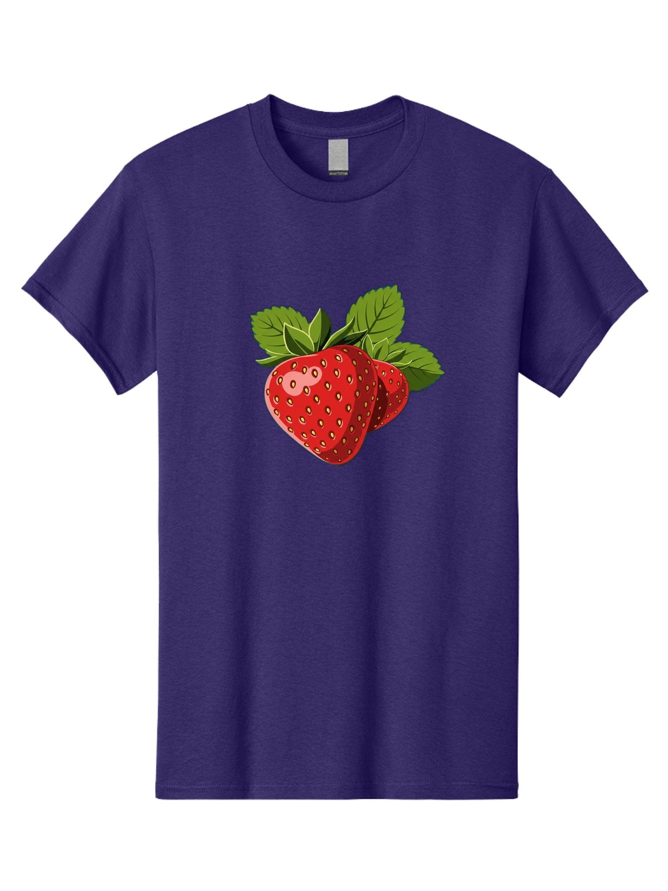 Strawberries Men'S Graphic Tee, 100% Cotton, Comfortable Casual Summer Wear, Machine Washable, Strawberries With Leaves, Fresh Fruit, Red Strawberries, Strawberry Illustration, Sweet Treats, Healthy Snacks, Green Leaves, Ripe Strawberries, Bac463