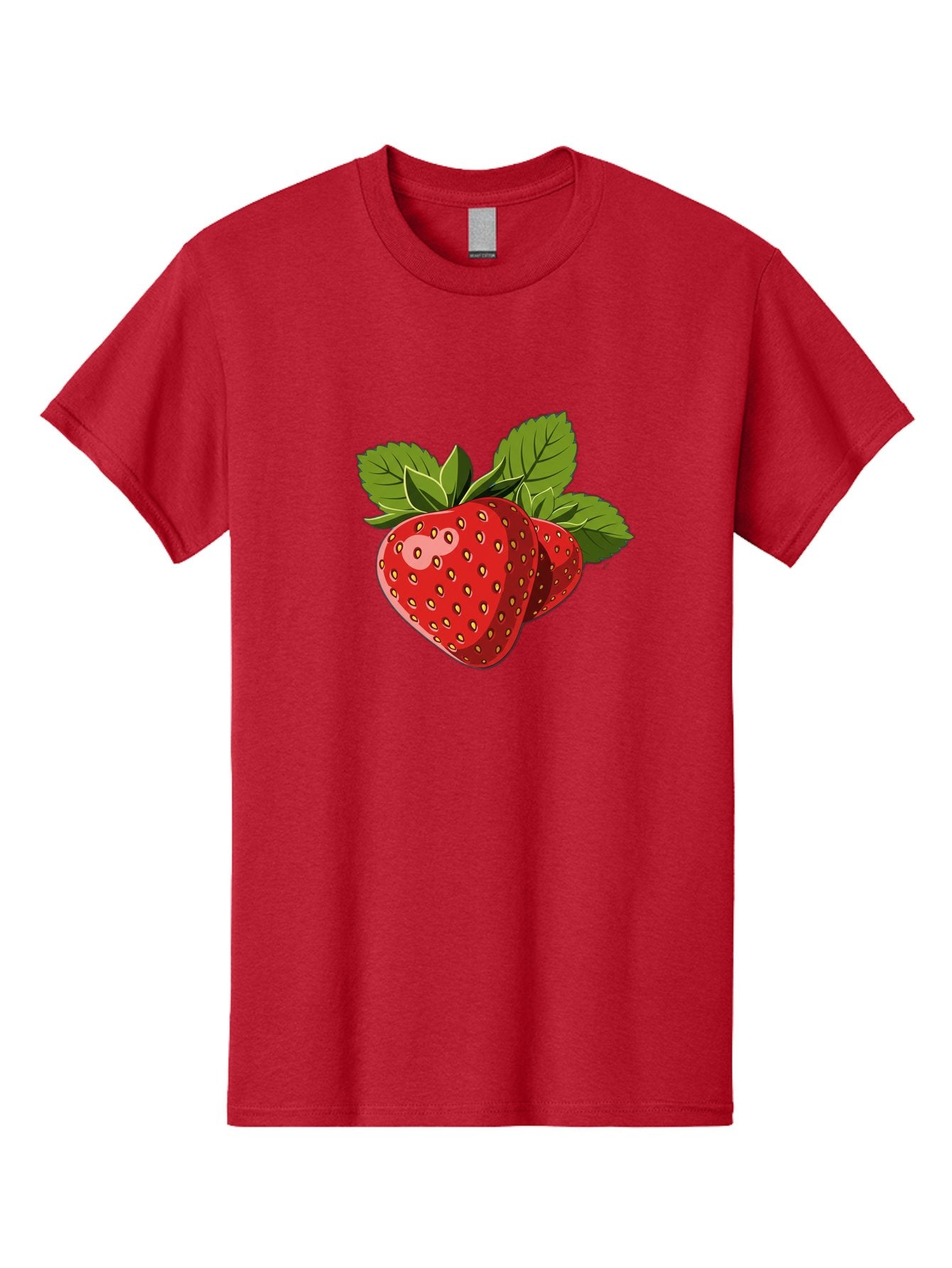 Strawberries Men'S Graphic Tee, 100% Cotton, Comfortable Casual Summer Wear, Machine Washable, Strawberries With Leaves, Fresh Fruit, Red Strawberries, Strawberry Illustration, Sweet Treats, Healthy Snacks, Green Leaves, Ripe Strawberries, Bac463 14