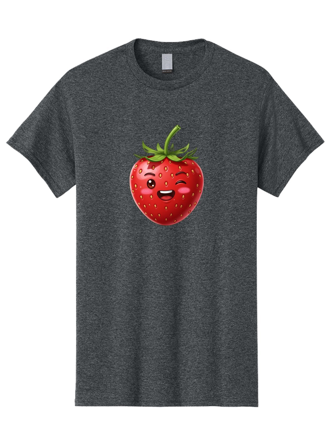 Strawberry-1 Men'S Graphic Tee, 100% Cotton, Comfortable Casual Summer Wear, Machine Washable, Winking Strawberry Emoji, Cartoon Strawberry, Funny Fruit, Red Strawberry, Smiling Face, Cute Character, Playful Emoji, Winking Face, Bac464 12