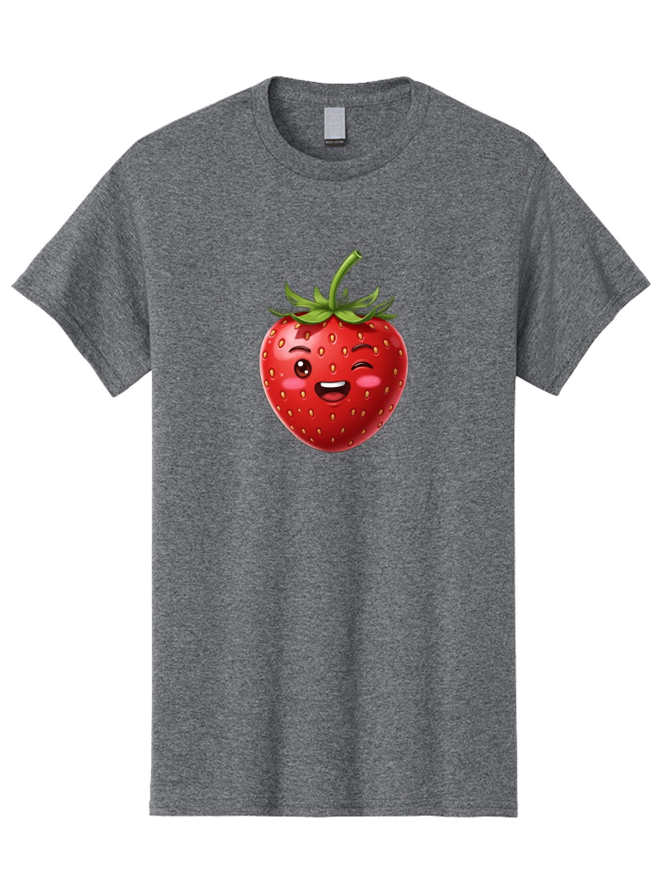 Strawberry-1 Men'S Graphic Tee, 100% Cotton, Comfortable Casual Summer Wear, Machine Washable, Winking Strawberry Emoji, Cartoon Strawberry, Funny Fruit, Red Strawberry, Smiling Face, Cute Character, Playful Emoji, Winking Face, Bac464 8