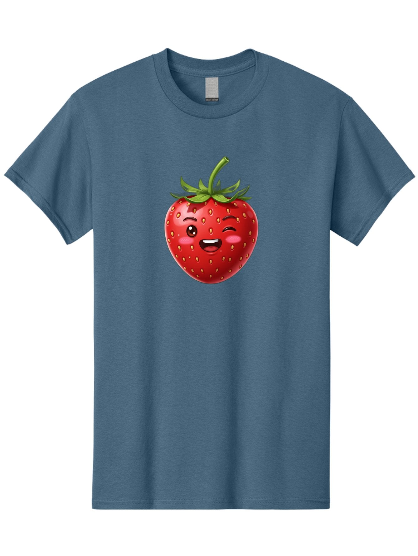 Strawberry-1 Men'S Graphic Tee, 100% Cotton, Comfortable Casual Summer Wear, Machine Washable, Winking Strawberry Emoji, Cartoon Strawberry, Funny Fruit, Red Strawberry, Smiling Face, Cute Character, Playful Emoji, Winking Face, Bac464 4
