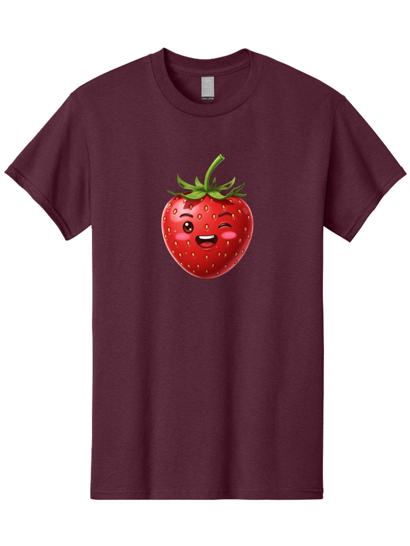 Strawberry-1 Men'S Graphic Tee, 100% Cotton, Comfortable Casual Summer Wear, Machine Washable, Winking Strawberry Emoji, Cartoon Strawberry, Funny Fruit, Red Strawberry, Smiling Face, Cute Character, Playful Emoji, Winking Face, Bac464 15