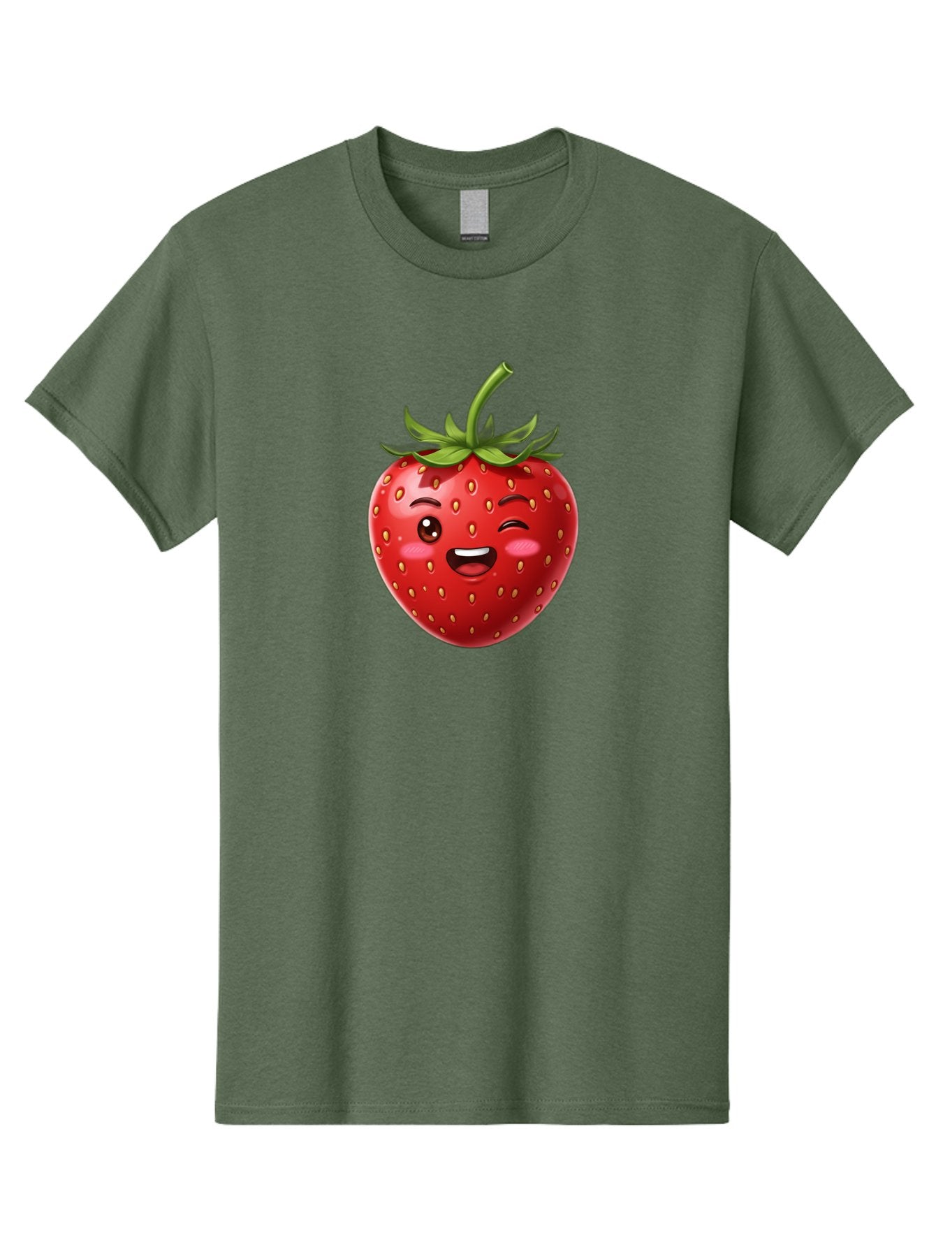 Strawberry-1 Men'S Graphic Tee, 100% Cotton, Comfortable Casual Summer Wear, Machine Washable, Winking Strawberry Emoji, Cartoon Strawberry, Funny Fruit, Red Strawberry, Smiling Face, Cute Character, Playful Emoji, Winking Face, Bac464