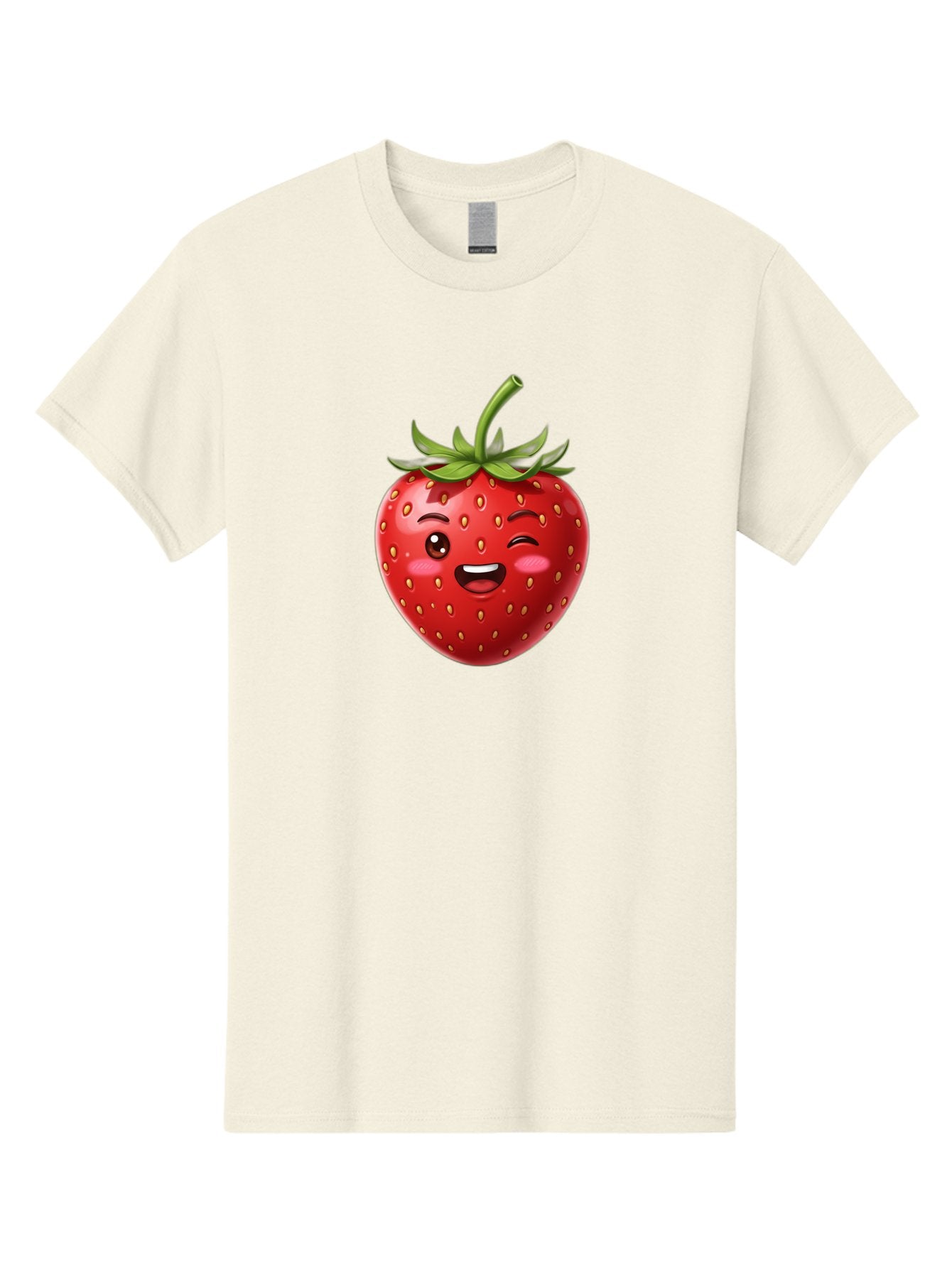 Strawberry-1 Men'S Graphic Tee, 100% Cotton, Comfortable Casual Summer Wear, Machine Washable, Winking Strawberry Emoji, Cartoon Strawberry, Funny Fruit, Red Strawberry, Smiling Face, Cute Character, Playful Emoji, Winking Face, Bac464 5