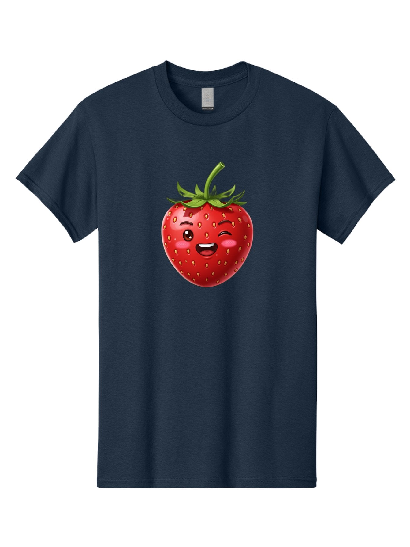 Strawberry-1 Men'S Graphic Tee, 100% Cotton, Comfortable Casual Summer Wear, Machine Washable, Winking Strawberry Emoji, Cartoon Strawberry, Funny Fruit, Red Strawberry, Smiling Face, Cute Character, Playful Emoji, Winking Face, Bac464 10