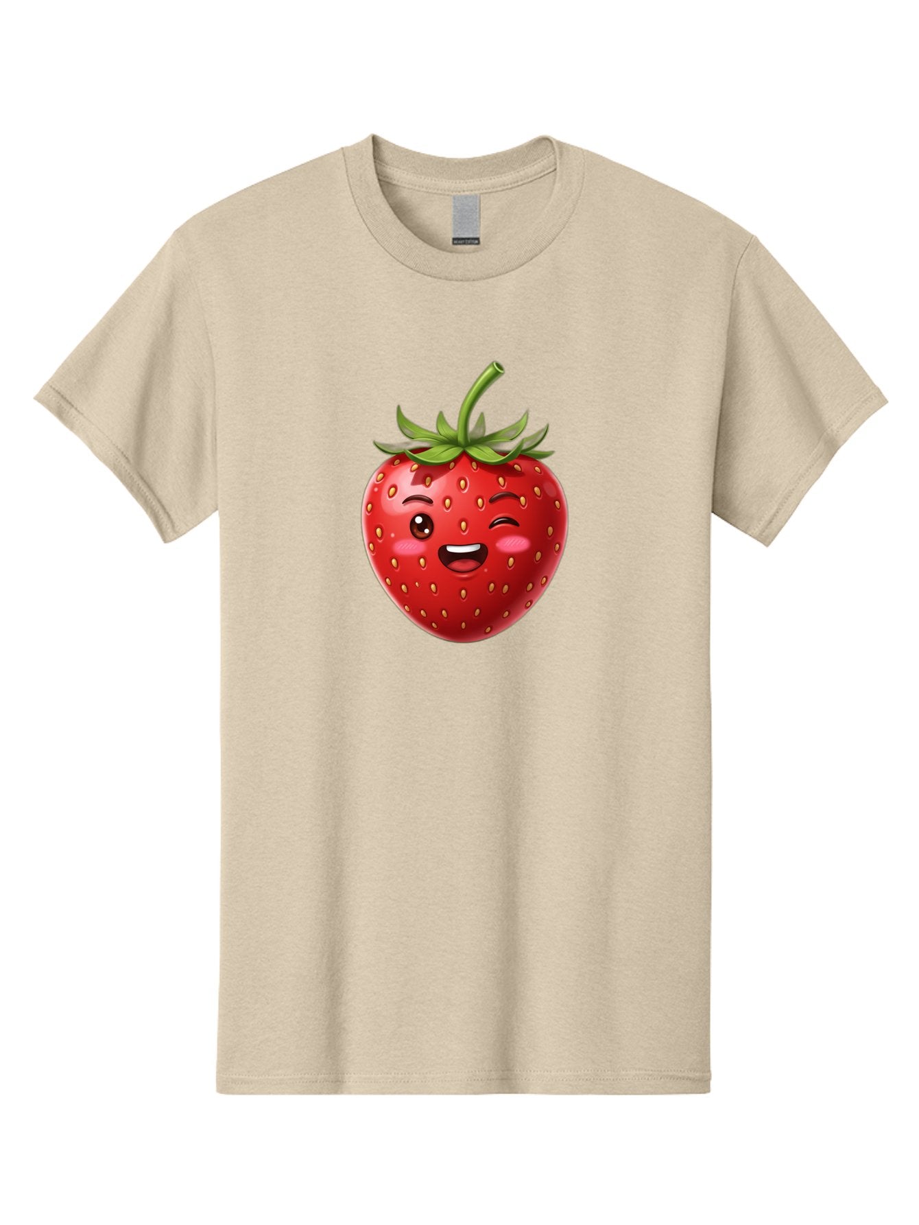 Strawberry-1 Men'S Graphic Tee, 100% Cotton, Comfortable Casual Summer Wear, Machine Washable, Winking Strawberry Emoji, Cartoon Strawberry, Funny Fruit, Red Strawberry, Smiling Face, Cute Character, Playful Emoji, Winking Face, Bac464 7