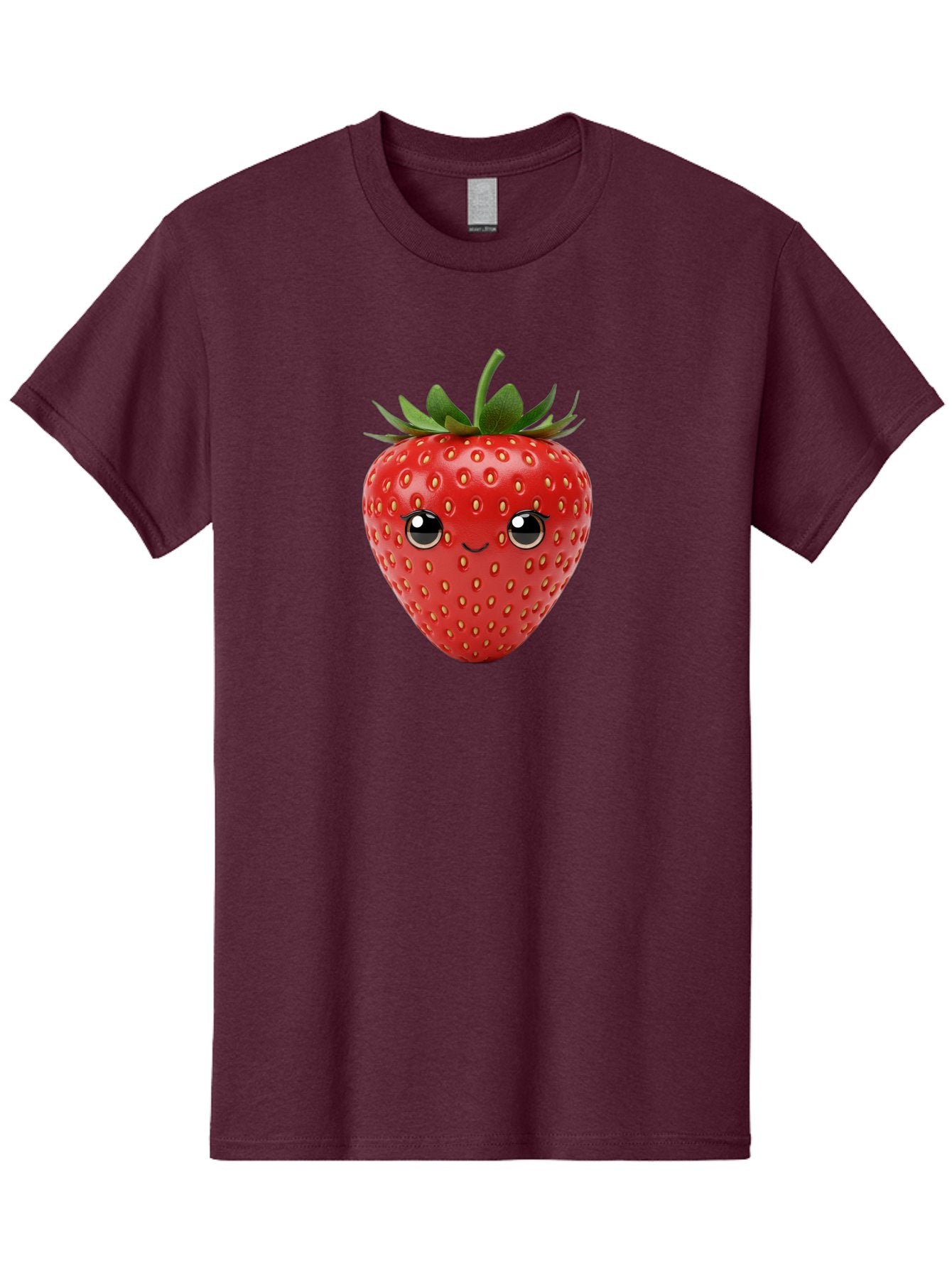 Strawberry-2 Men'S Graphic Tee, 100% Cotton, Comfortable Casual Summer Wear, Machine Washable, Cartoon Strawberry, Cute Fruit, Smiling Face, Adorable Character, Kawaii Design, Fruit Illustration, Red Strawberry, Funny Face, Cartoon Character, Bac465 9