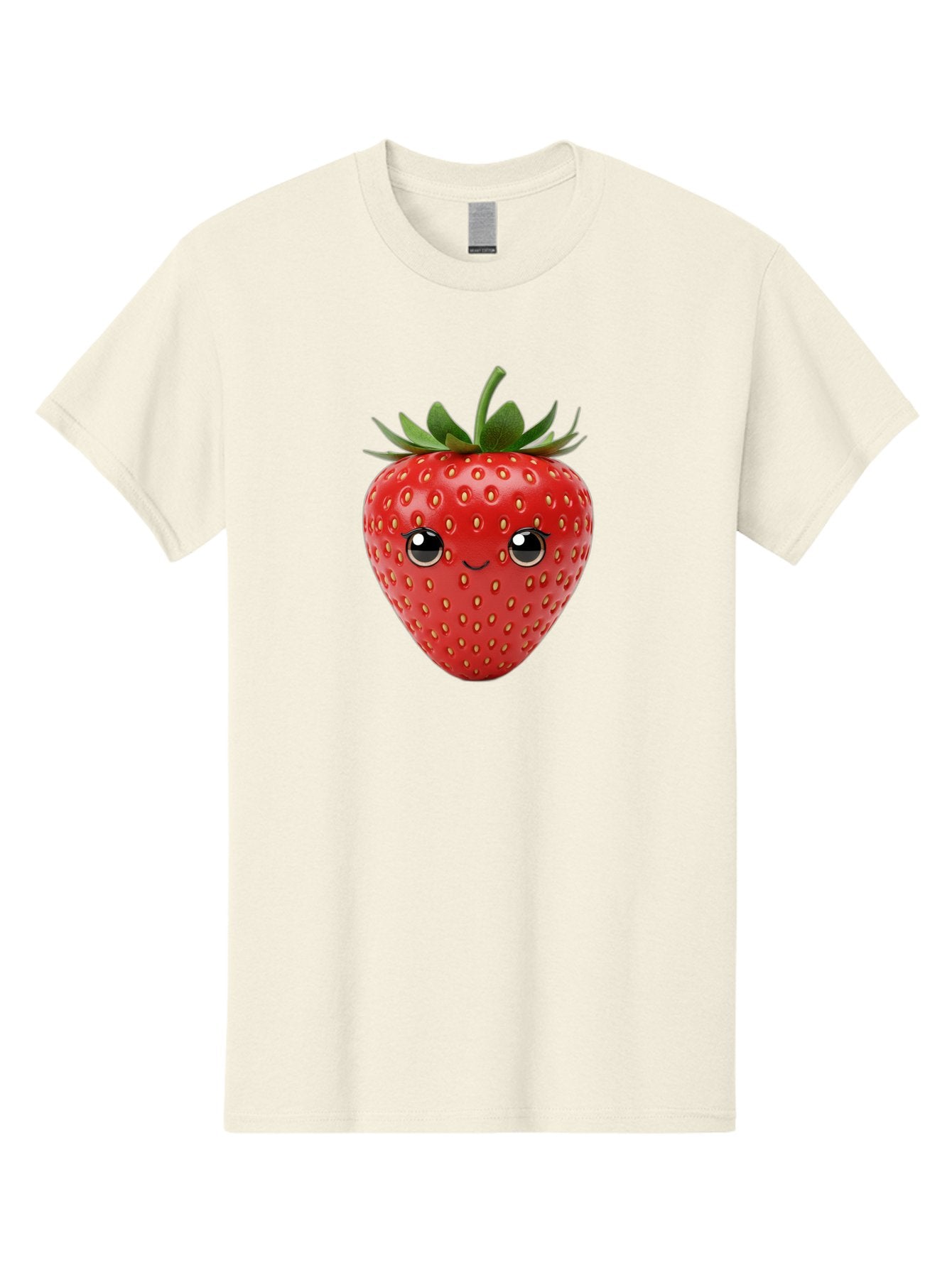 Strawberry-2 Men'S Graphic Tee, 100% Cotton, Comfortable Casual Summer Wear, Machine Washable, Cartoon Strawberry, Cute Fruit, Smiling Face, Adorable Character, Kawaii Design, Fruit Illustration, Red Strawberry, Funny Face, Cartoon Character, Bac465