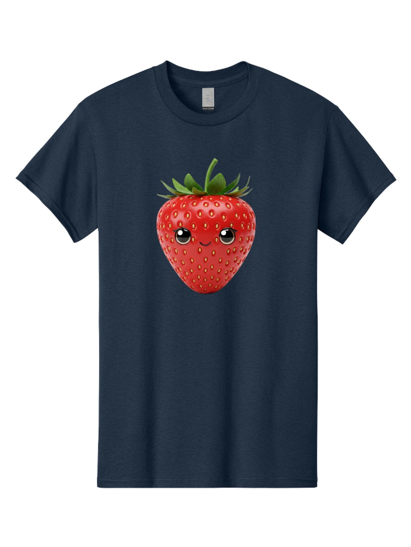 Strawberry-2 Men'S Graphic Tee, 100% Cotton, Comfortable Casual Summer Wear, Machine Washable, Cartoon Strawberry, Cute Fruit, Smiling Face, Adorable Character, Kawaii Design, Fruit Illustration, Red Strawberry, Funny Face, Cartoon Character, Bac465 3
