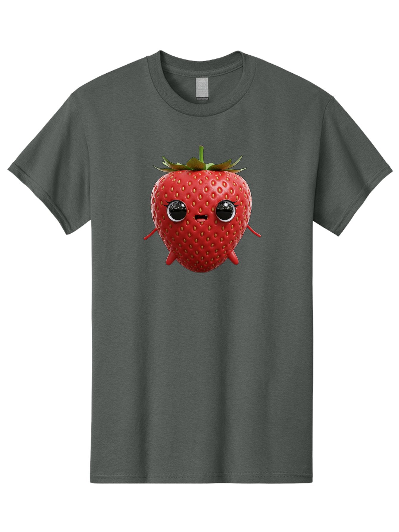 Strawberry-3 Men'S Graphic Tee, 100% Cotton, Comfortable Casual Summer Wear, Machine Washable, Cartoon Strawberry, Animated Fruit, Funny Character, Red Strawberry, Cute Face, Kawaii Art, Fruit Illustration, Playful Design, Digital Art, Bac466