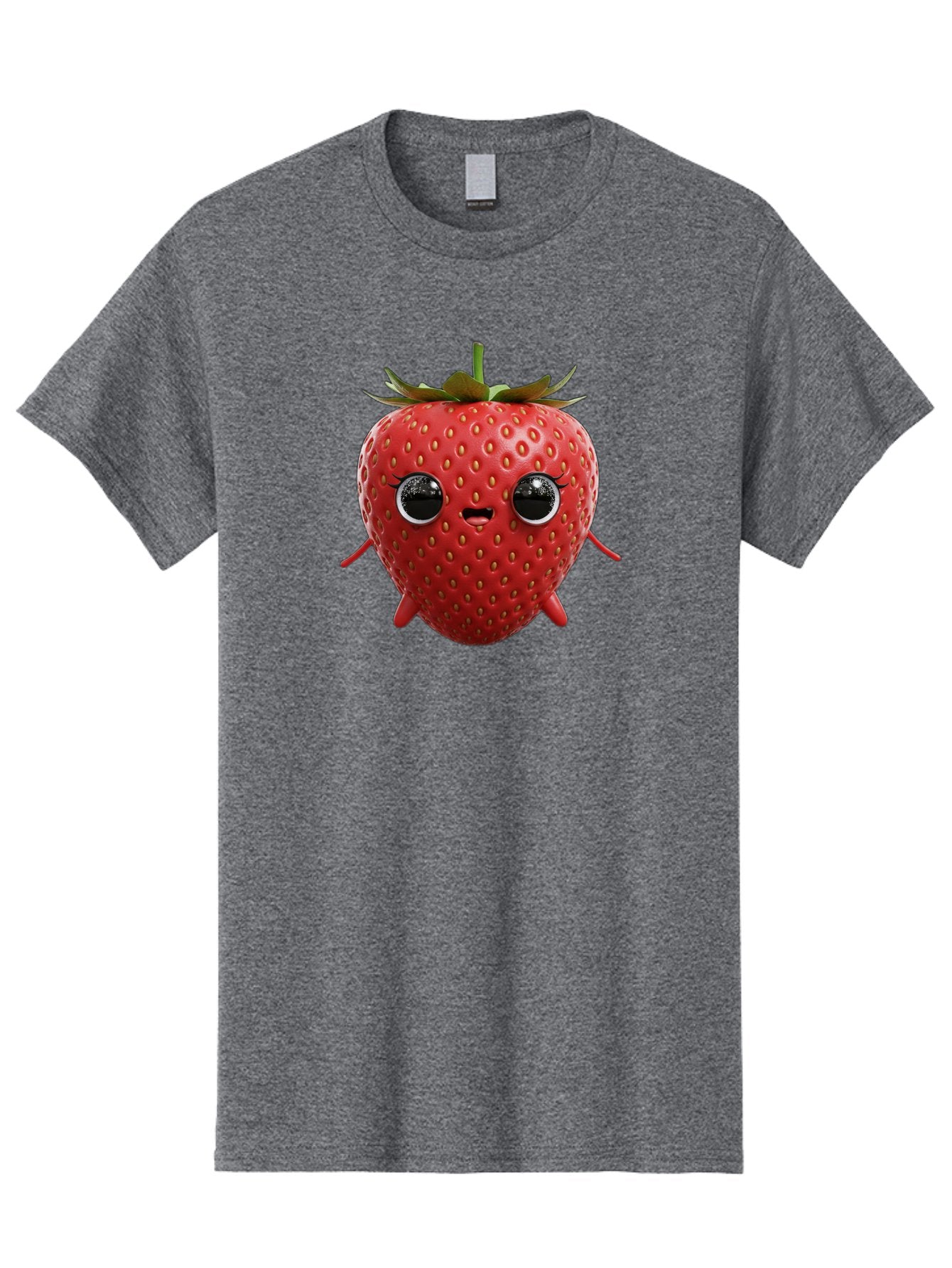 Strawberry-3 Men'S Graphic Tee, 100% Cotton, Comfortable Casual Summer Wear, Machine Washable, Cartoon Strawberry, Animated Fruit, Funny Character, Red Strawberry, Cute Face, Kawaii Art, Fruit Illustration, Playful Design, Digital Art, Bac466 9