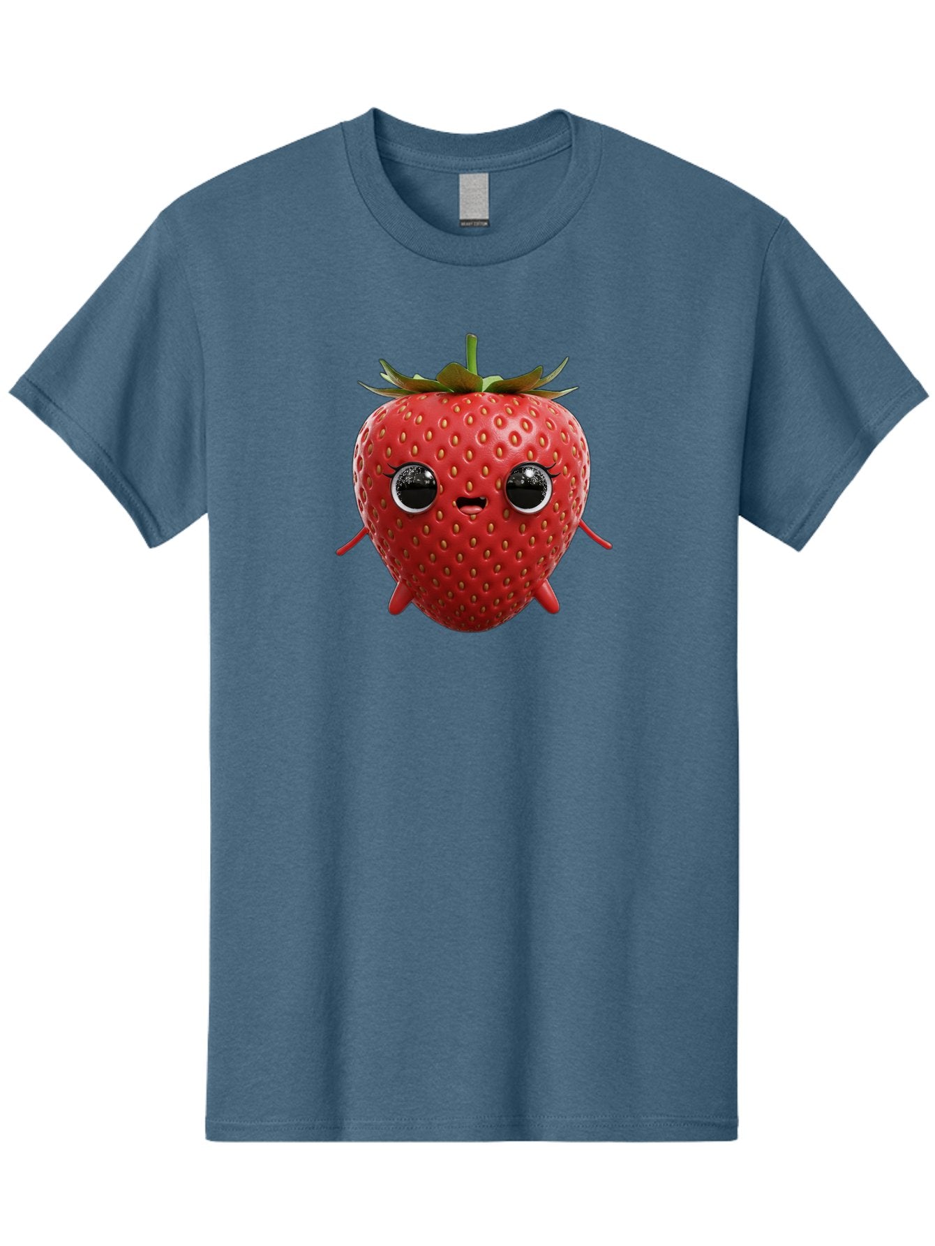 Strawberry-3 Men'S Graphic Tee, 100% Cotton, Comfortable Casual Summer Wear, Machine Washable, Cartoon Strawberry, Animated Fruit, Funny Character, Red Strawberry, Cute Face, Kawaii Art, Fruit Illustration, Playful Design, Digital Art, Bac466 7
